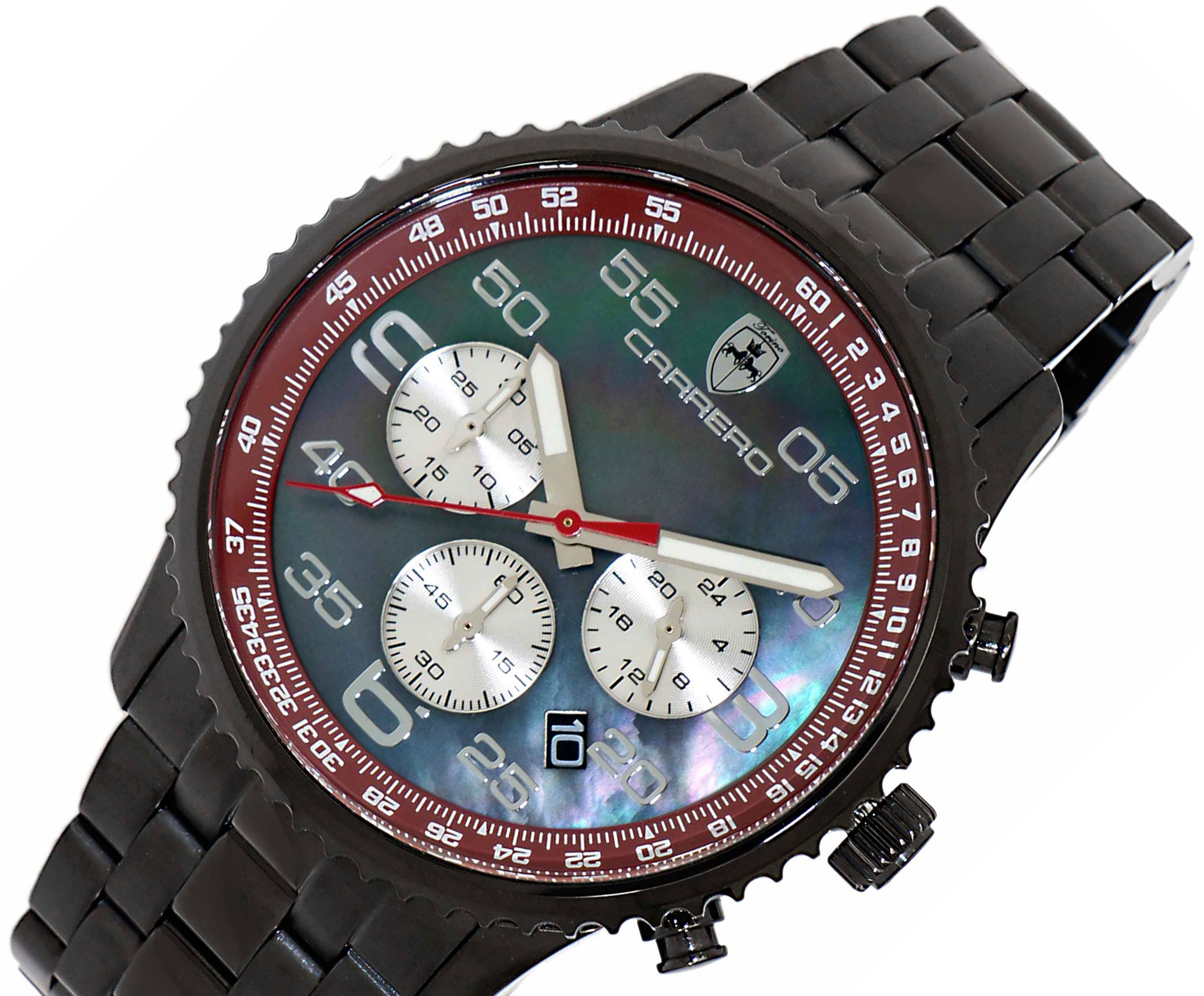 Lechateau - VR32 Mov't Chronograph Mov't, Black-MOP Dial, Black-IP Stainless Steel  (MSRP: $2,220.00)