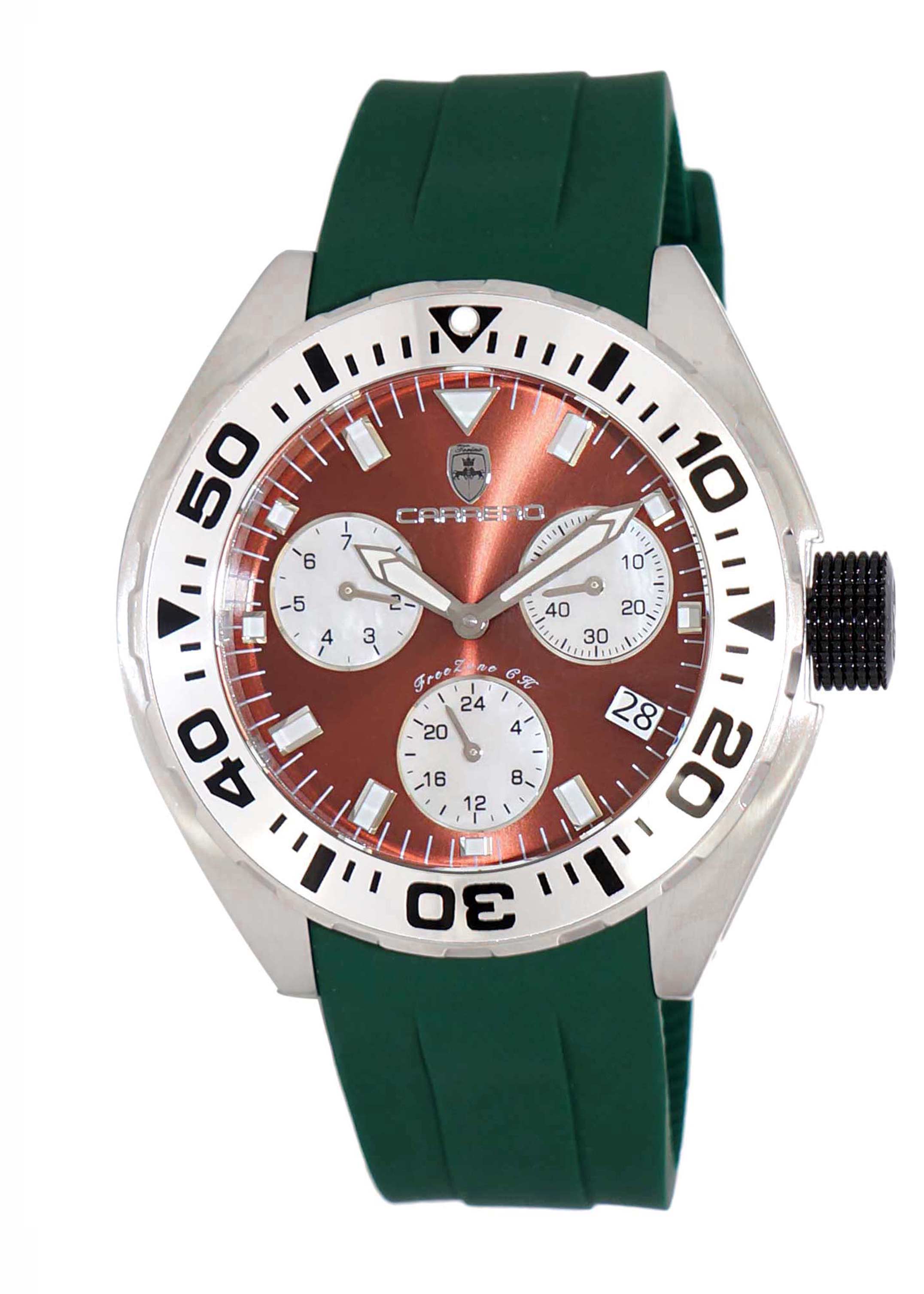 LeChateau, Men's Swiss Multi-Functiom Ronda X30 Movement, Brown Dial -Bezel, Silicon Band, C1S8824-BN_GN- MSRP: $2,340.00