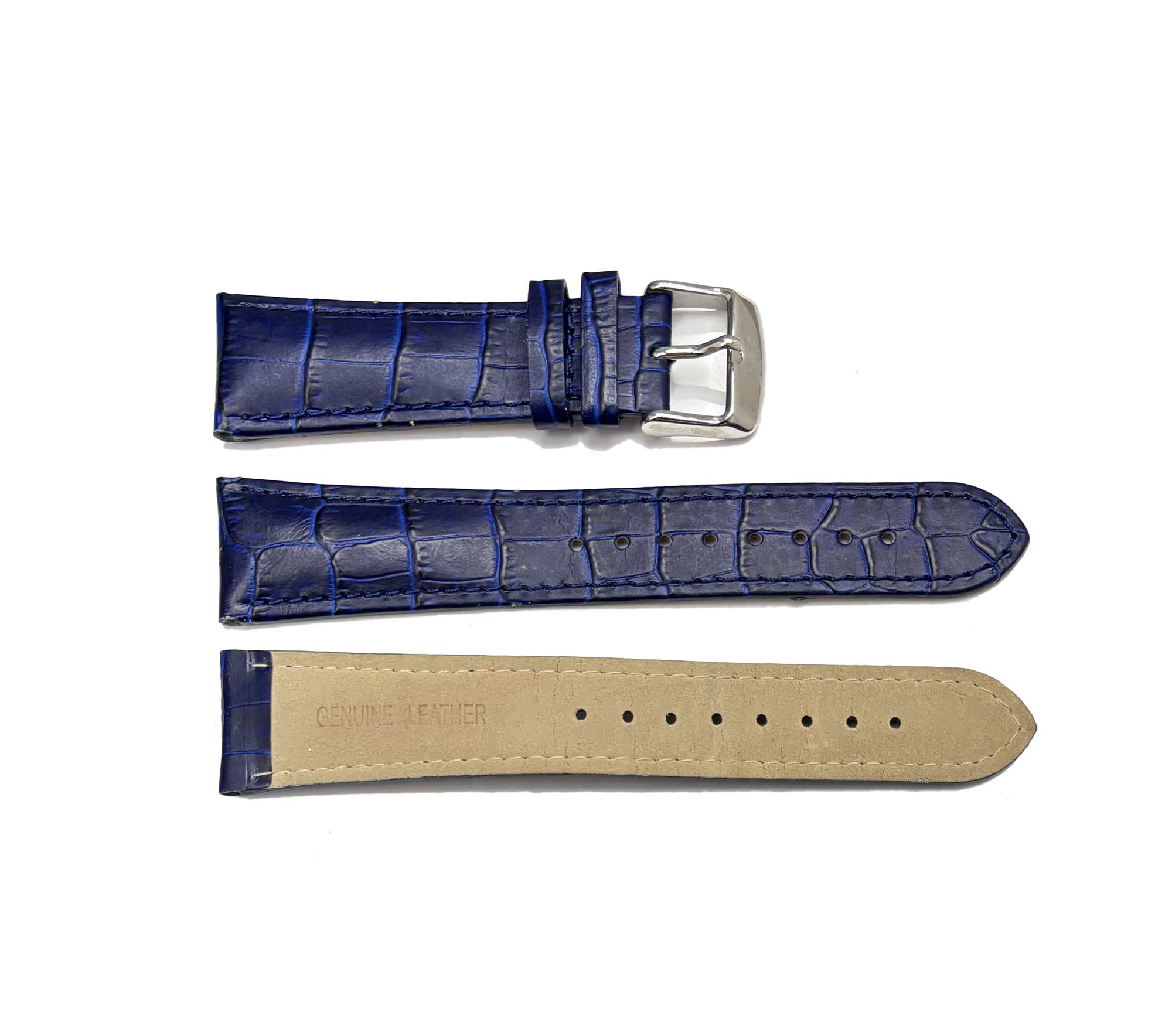GENUINE LEATHER REPLACEMENT STRAP (22 mm)  - (DARK BLUE) TEXTURE
