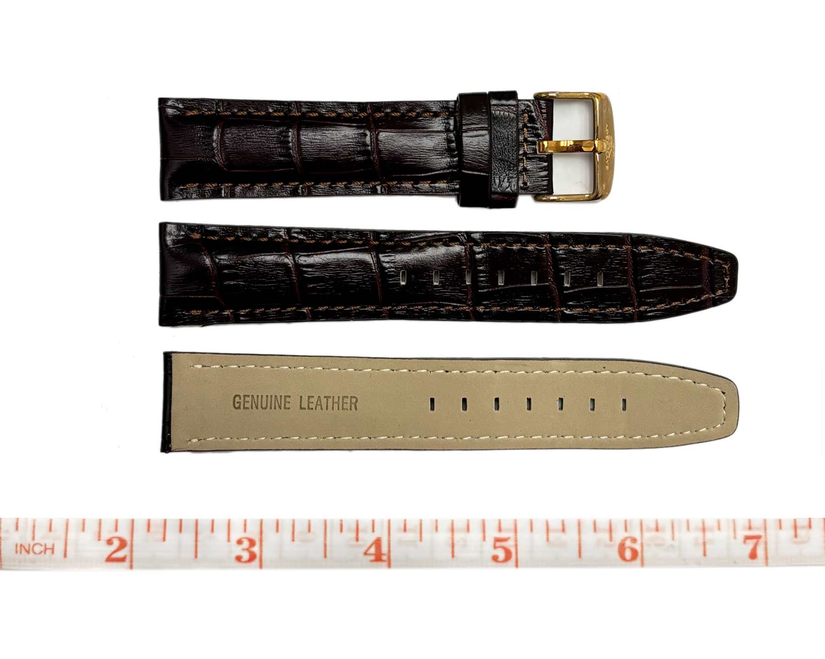 GENUINE LEATHER REPLACEMENT STRAP (22 mm)  - CHOCO BROWN (BROWN STITCHES)