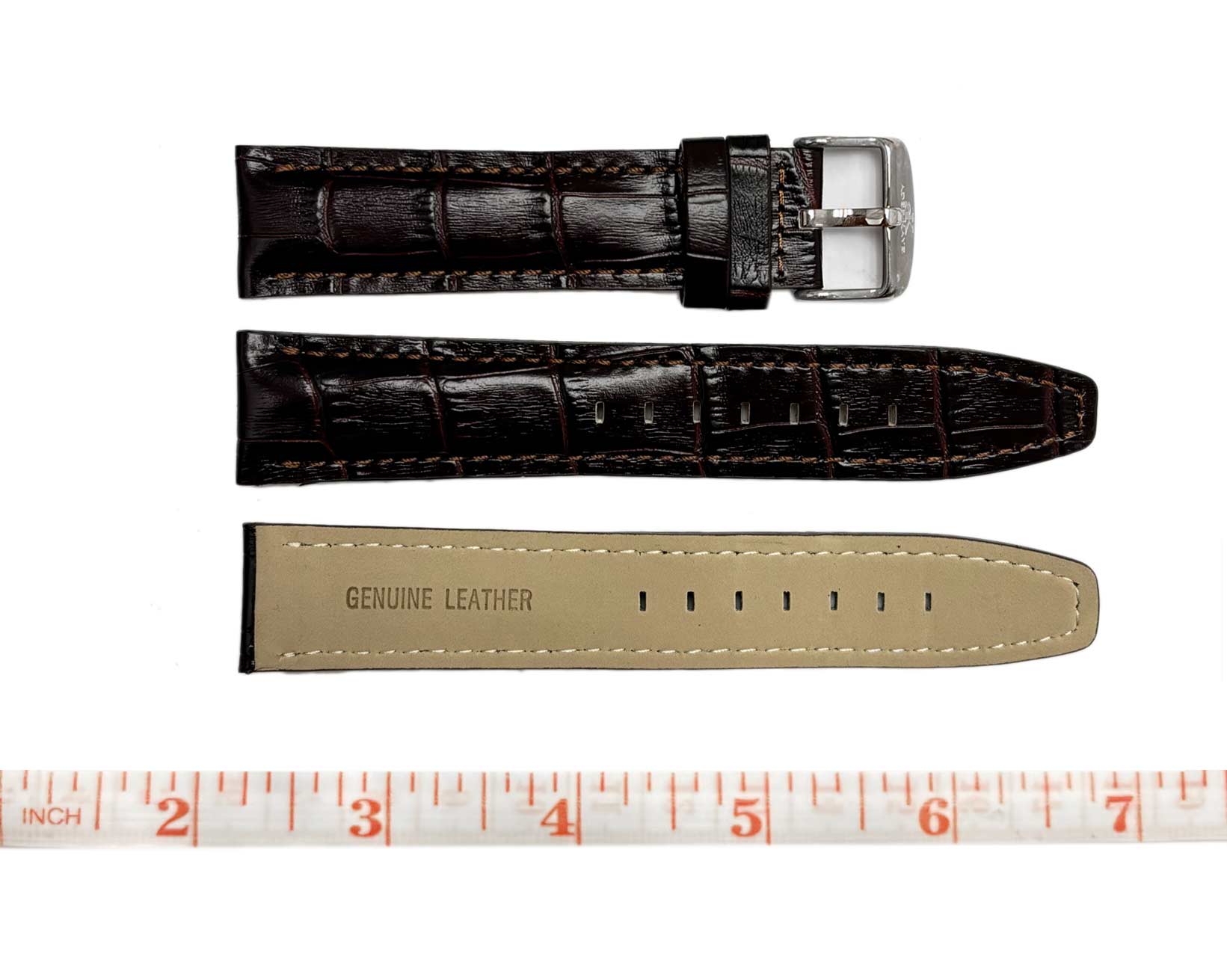 GENUINE LEATHER REPLACEMENT STRAP (22 mm)  - CHOCO BROWN (BROWN STITCHES)