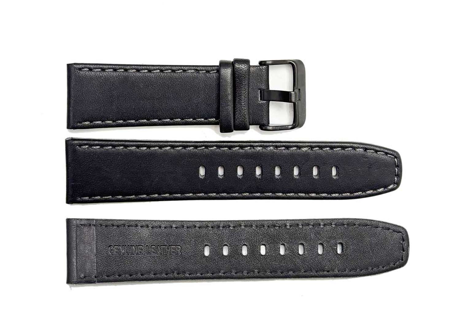 GENUINE LEATHER REPLACEMENT STRAP (24 mm)  - BLACK (BLACK STITCHES)