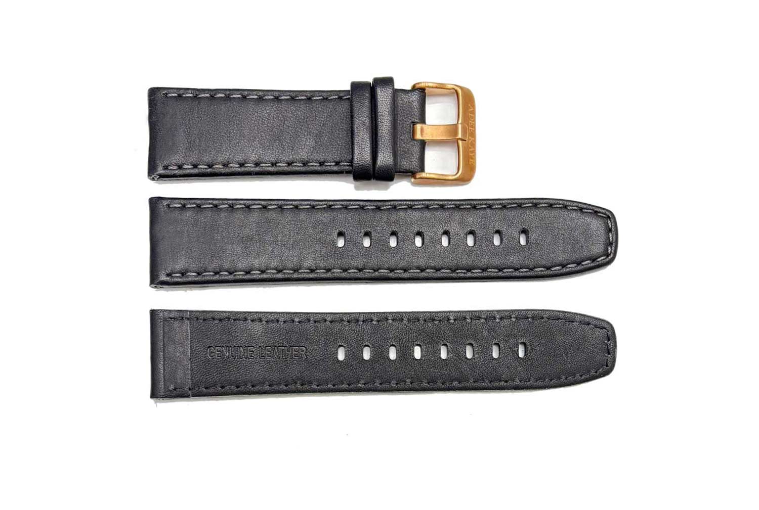 GENUINE LEATHER REPLACEMENT STRAP (24 mm)  - BLACK (BLACK STITCHES)