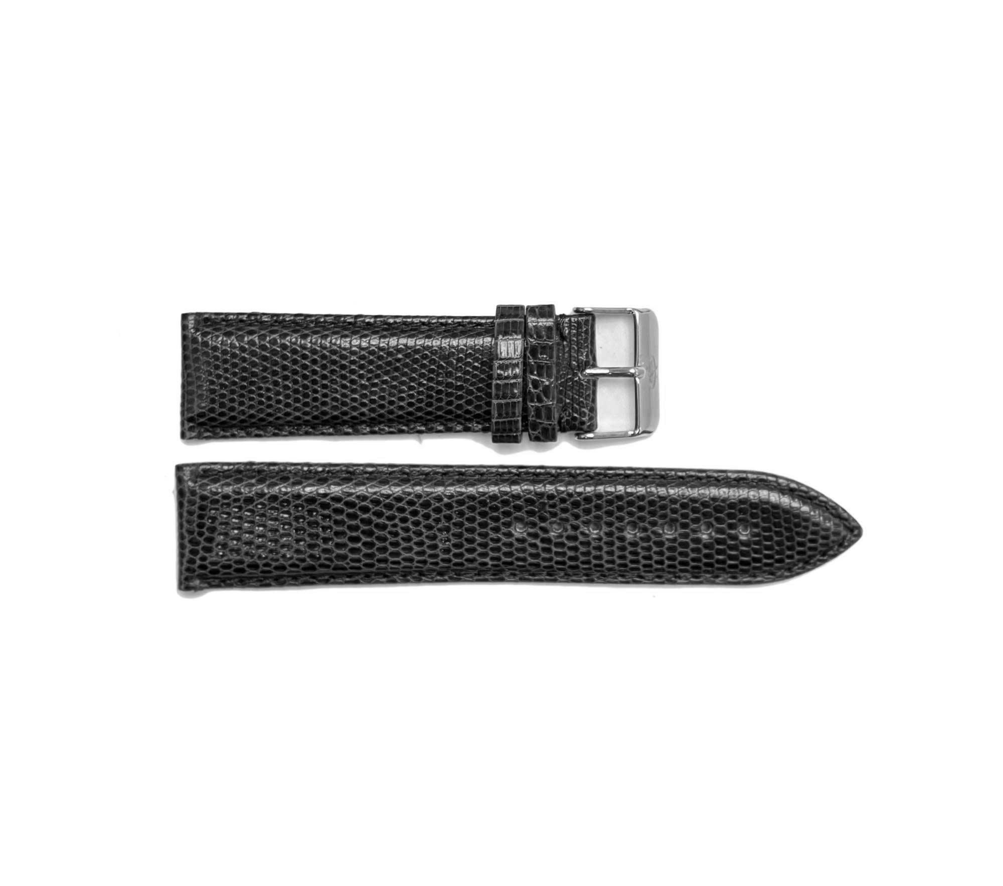 HIGH QUALITY GENUINE LEATHER STRAP (24 mm) -  ALL BLACK SOFT TEXTURE - ON0001-LIZ_BK
