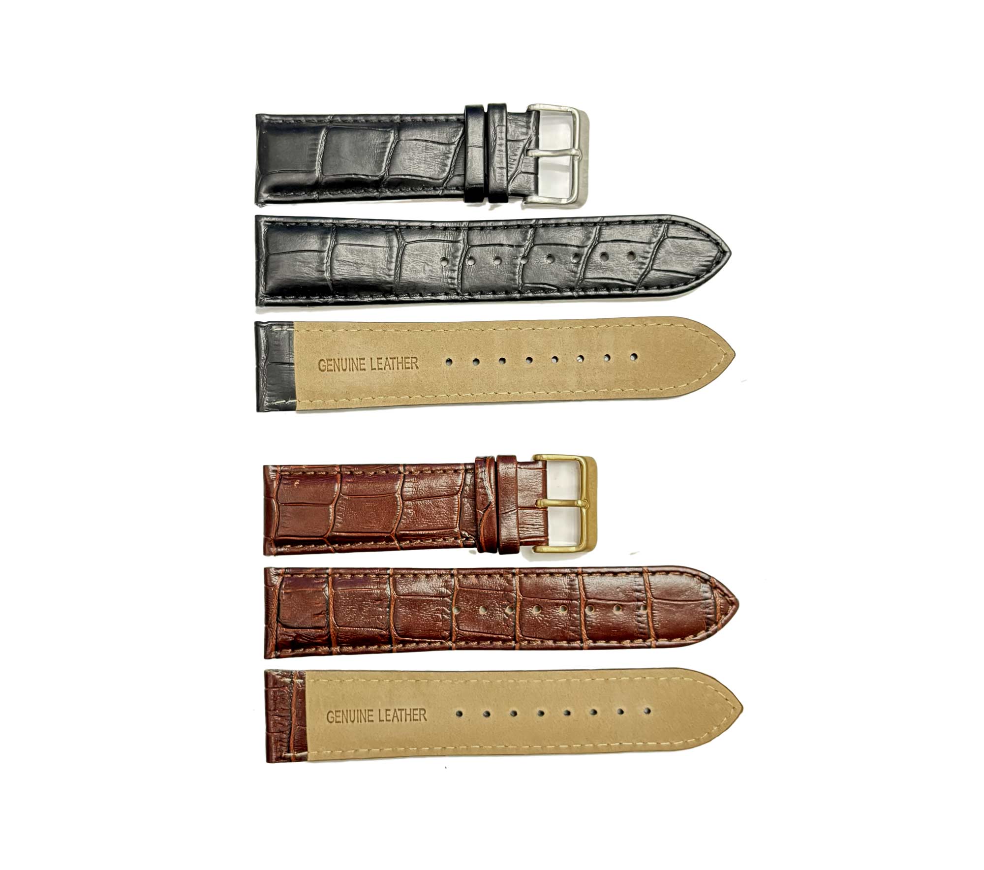 ADEE KAYE -  SET of 2 (BLACK/BROWN) TEXTURE GENUINE LEATHER REPLACEMENT STRAP