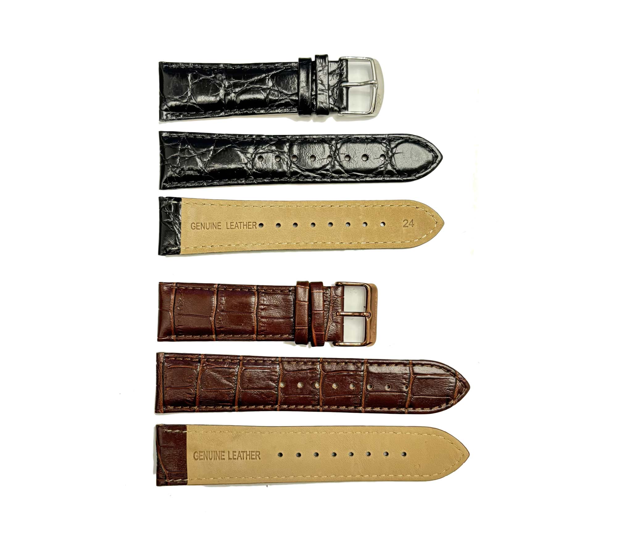 ADEE KAYE - SETof 2 (BLACK/BROWN) SOFT LIGHTTEXTURE GENUINE LEATHER REPLACEMENT STRAP