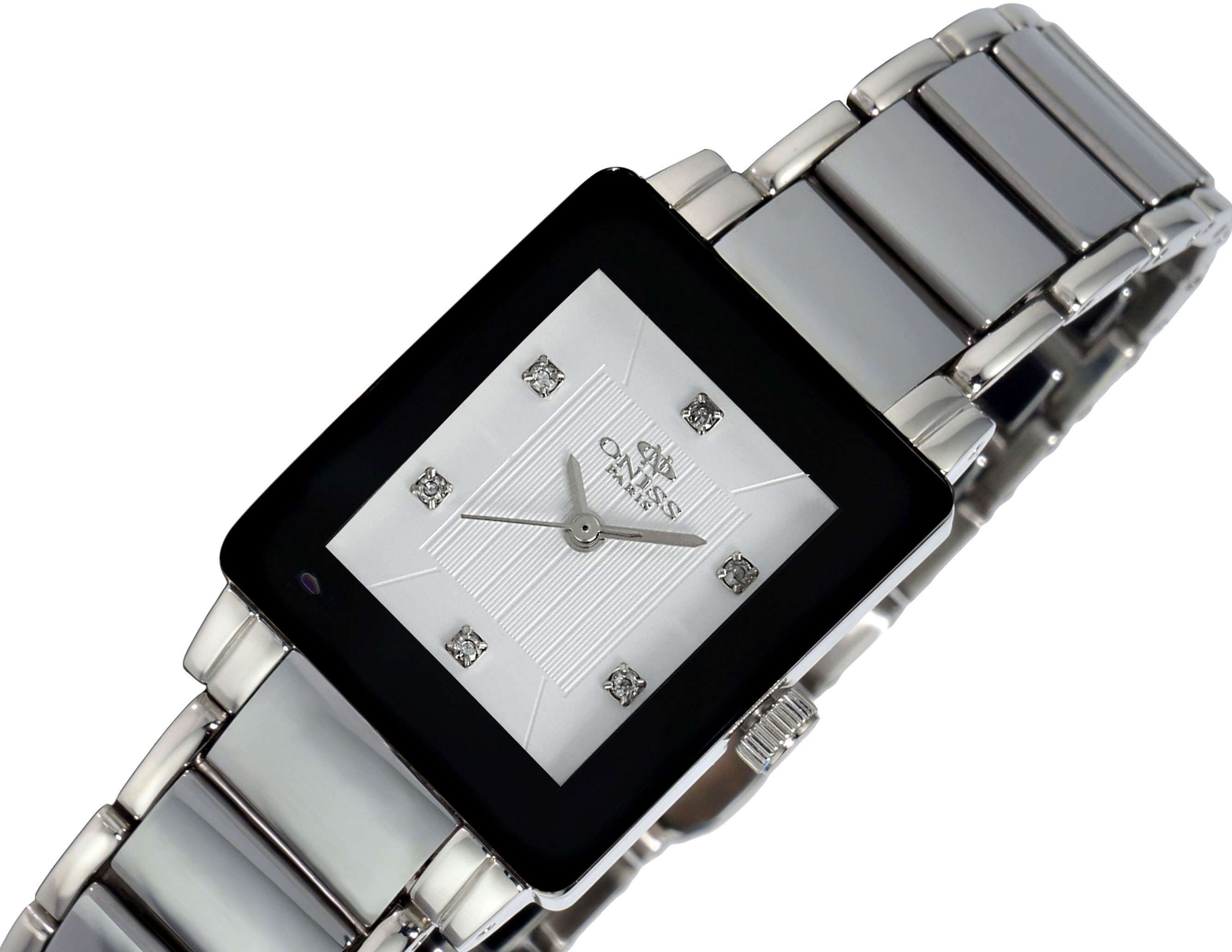 ONISS SWISS MOVEMENT, GENUINE SAPPHIRE STONE TUNGSTEN AND STAINLESS STEEL, ON607-LWT - (MSRP: $600.00)