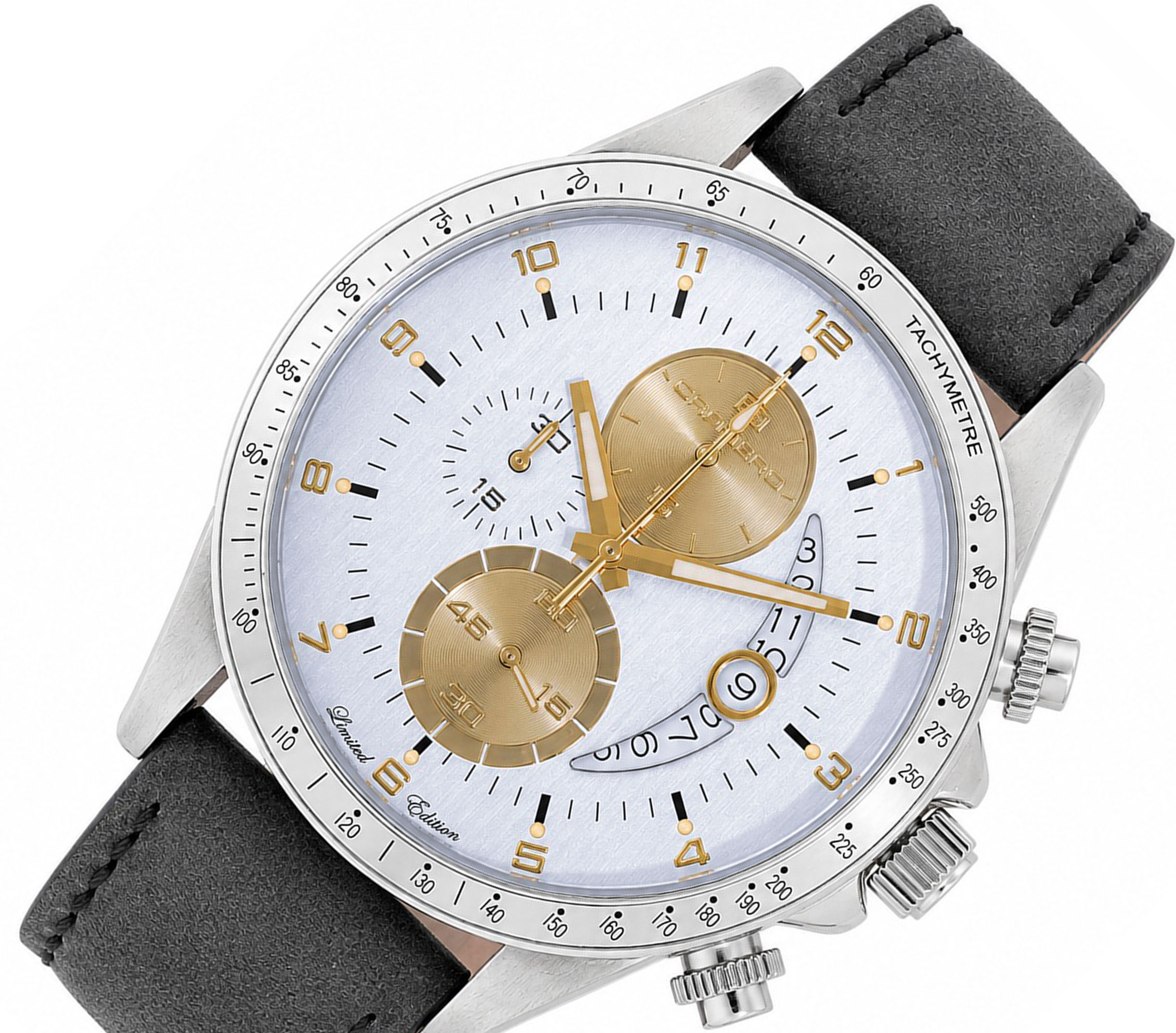 Lechateau Mens, Swiss-Ronda Chronograph Mov't, 2- Told Gold, Light Blue Dial, C1SS101BN_LGY - MSRP: $2,460.00