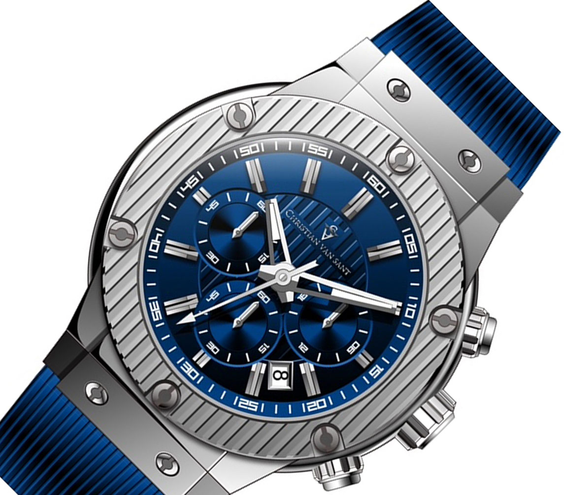 Christian Van Sant Men's Monarchy, Quartz Chronograph Mov't, Blue - Date Dial- CV8142 (MSRP: $795.00)