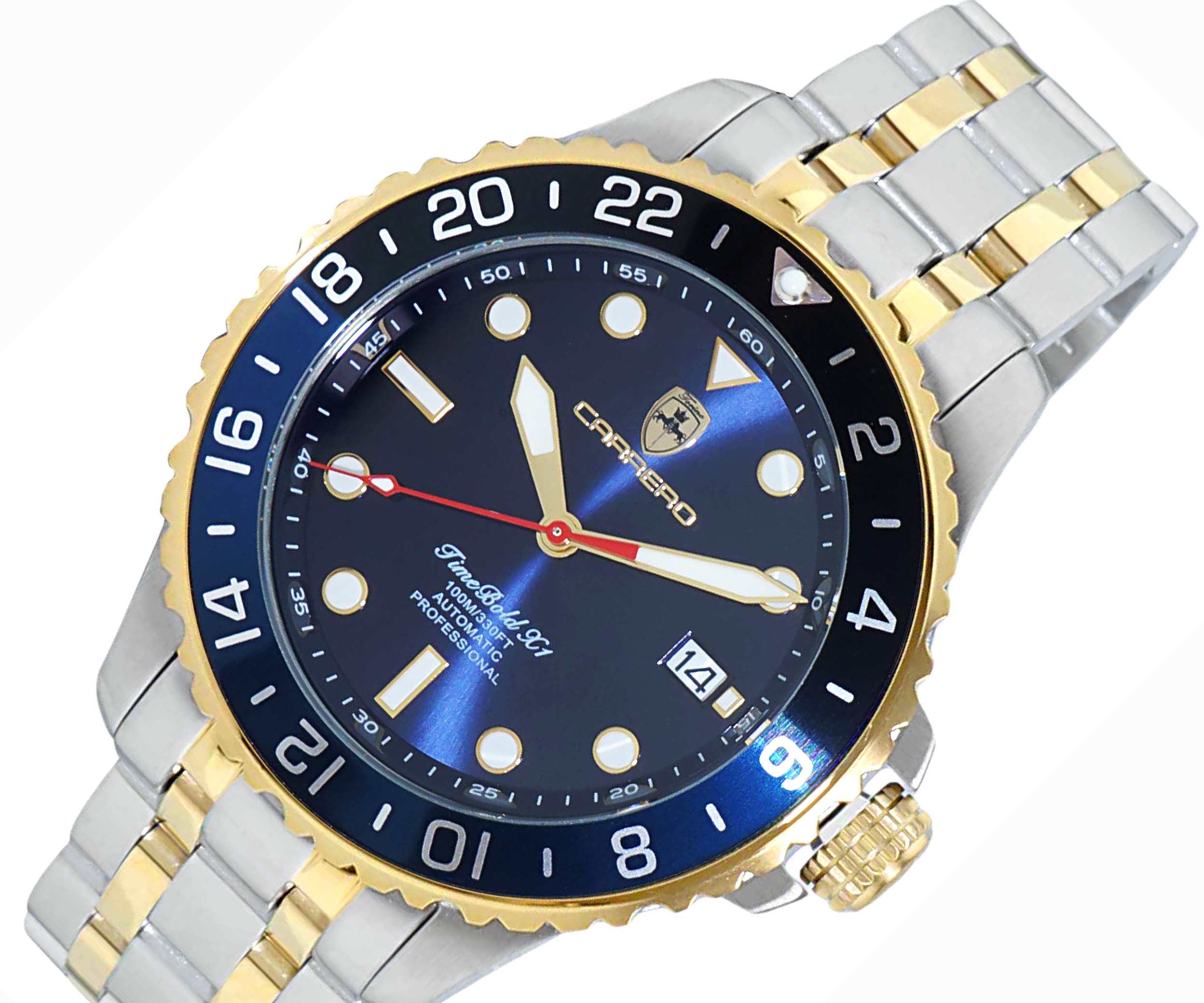 LeChateau, Men's TIME BOLD- X1 COLLECTION, NH35 AUTOMATIC MOVEMENT, 10 ATM, 2-TONE - BLACK/BLUE, MSRP: $2,340.00