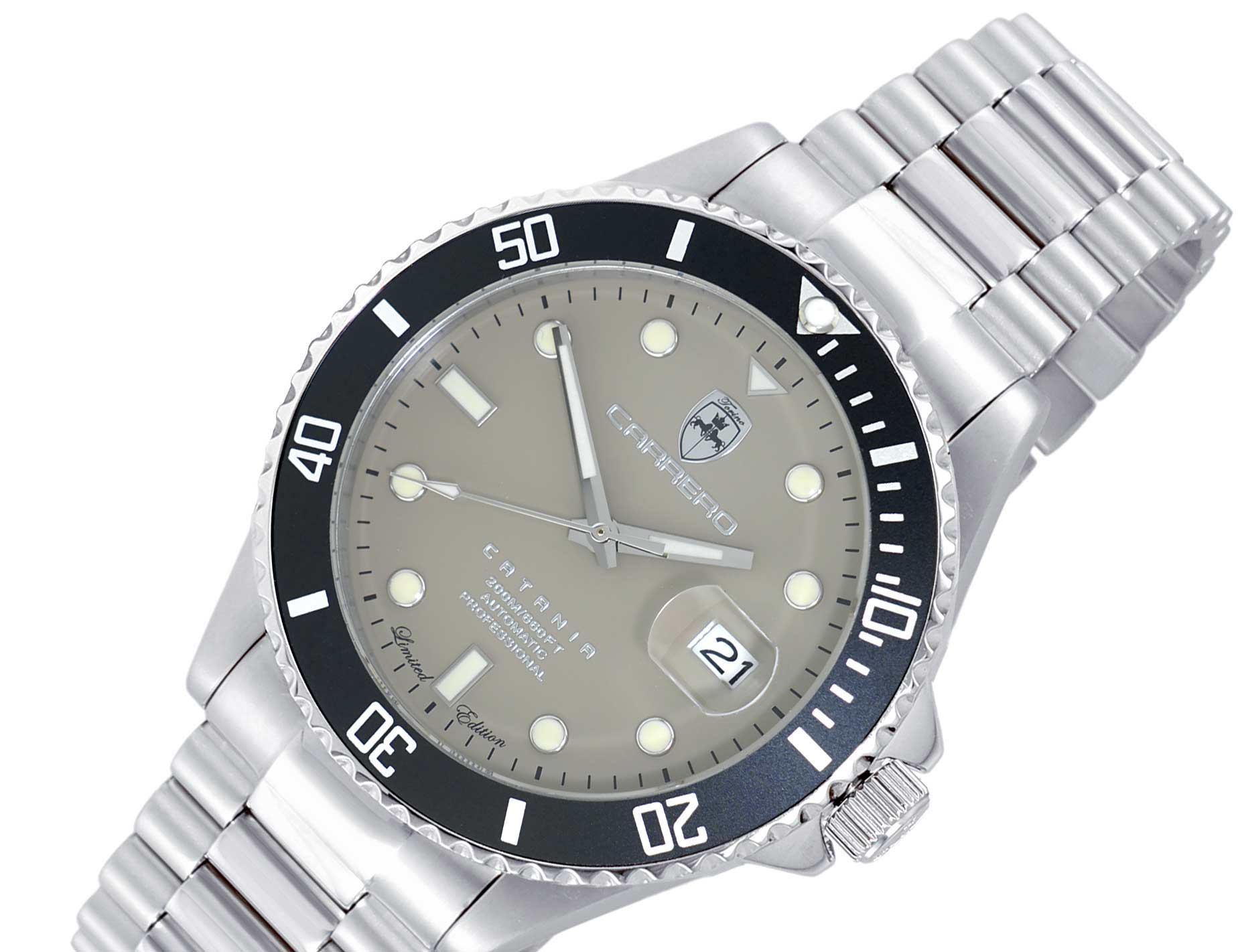 LeChateau Men's Automatic 21-Jewels - Magnifying Date Dial with Exhibition Back case - Brown Dial - (MSRP: $ 2,124.00)