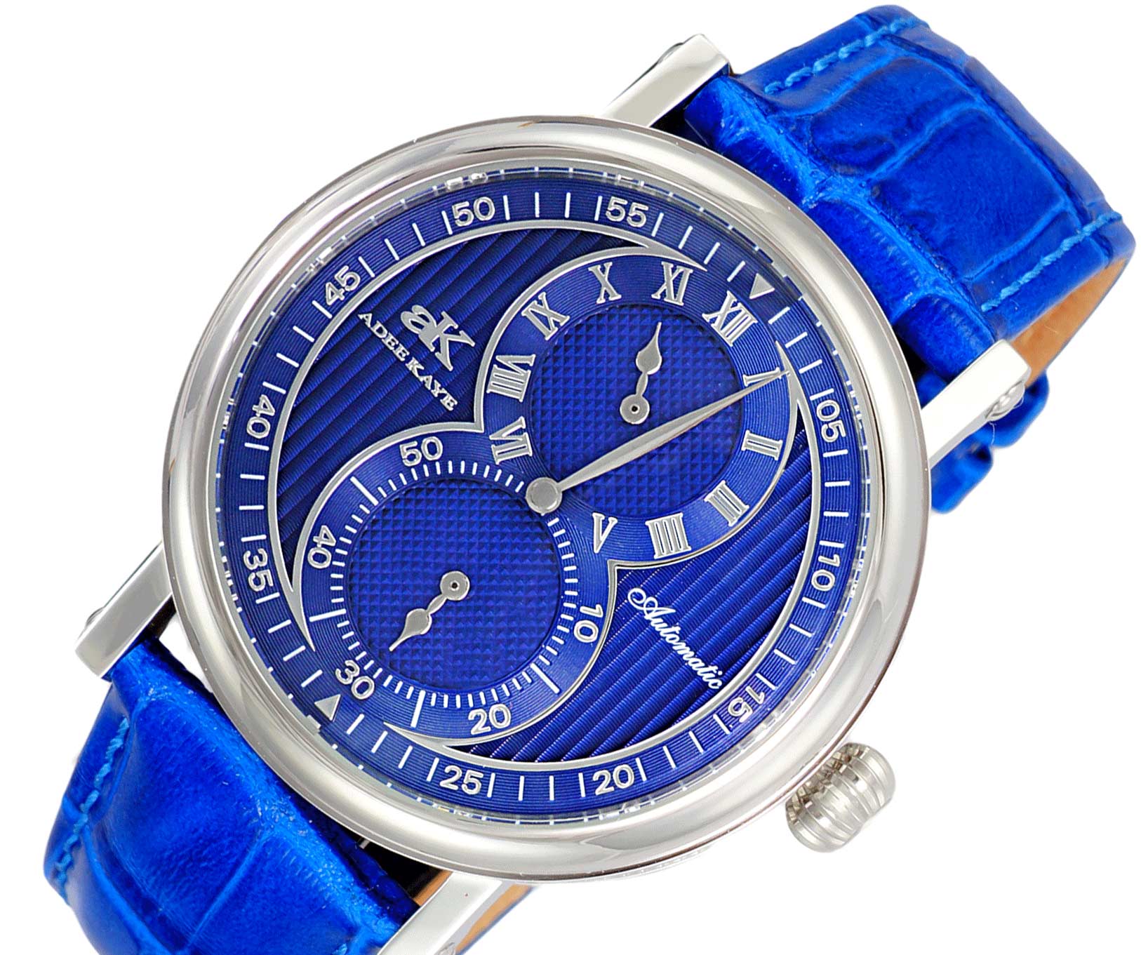 Adee Kaye, 20-Jewels TY2708  Automatic Regulator Movement , Genuine leather band, AK5665-MBU_BU - Retail price at $600.00