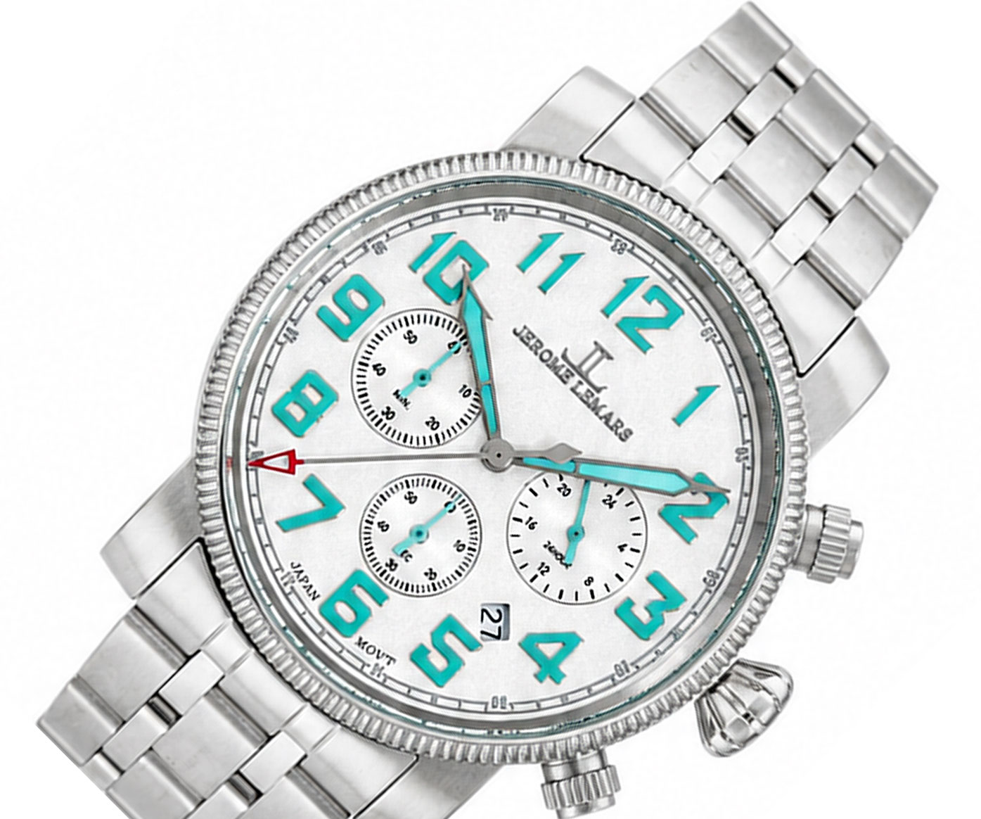 Lechateau, Men's VR32 Movement Chronograph Mov't, White Dial, JL0001-WT 