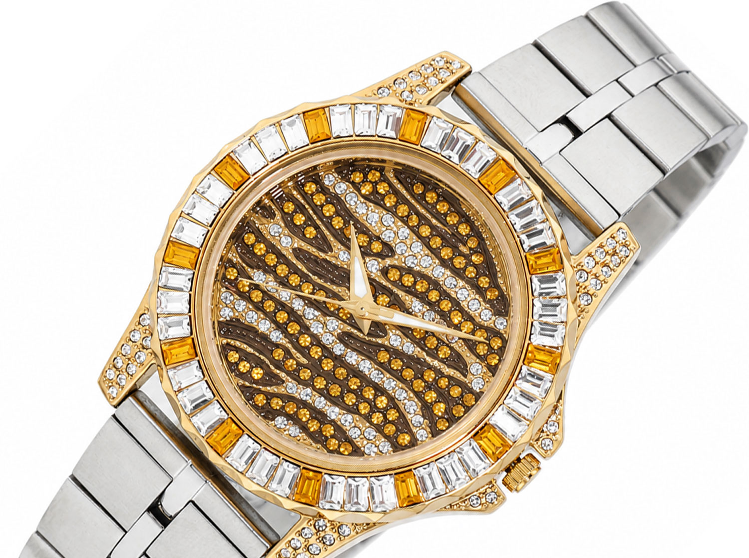 ADEE KAYE,  MULTI-COLORED STONE (YELLOW- WHITE) QUARTZ MOV'T, AK1177Y-SS - RETAIL AT (MSRP: $545.00)
