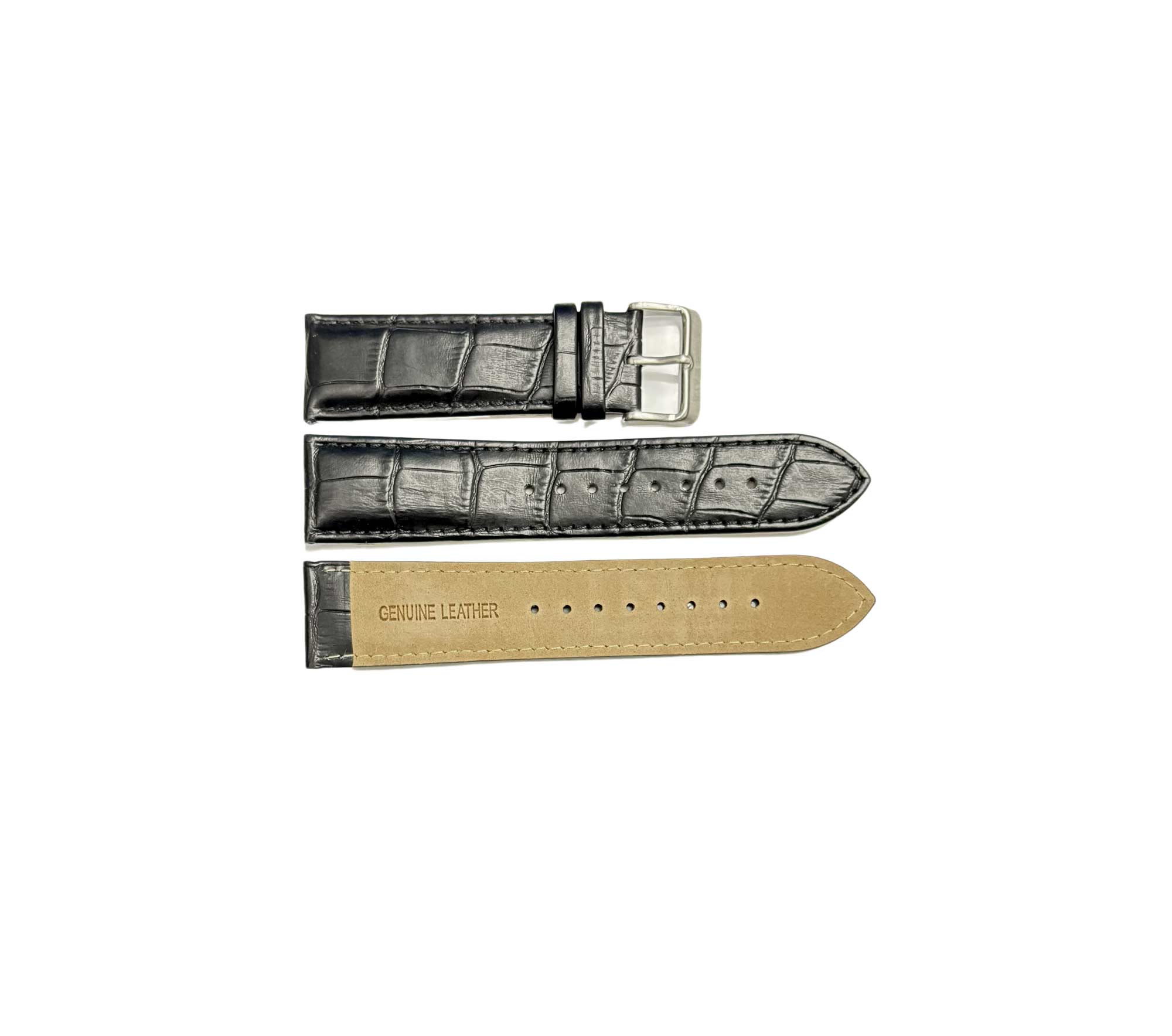 GENUINE LEATHER REPLACEMENT STRAP- (BLACK) TEXTURE SURFACE