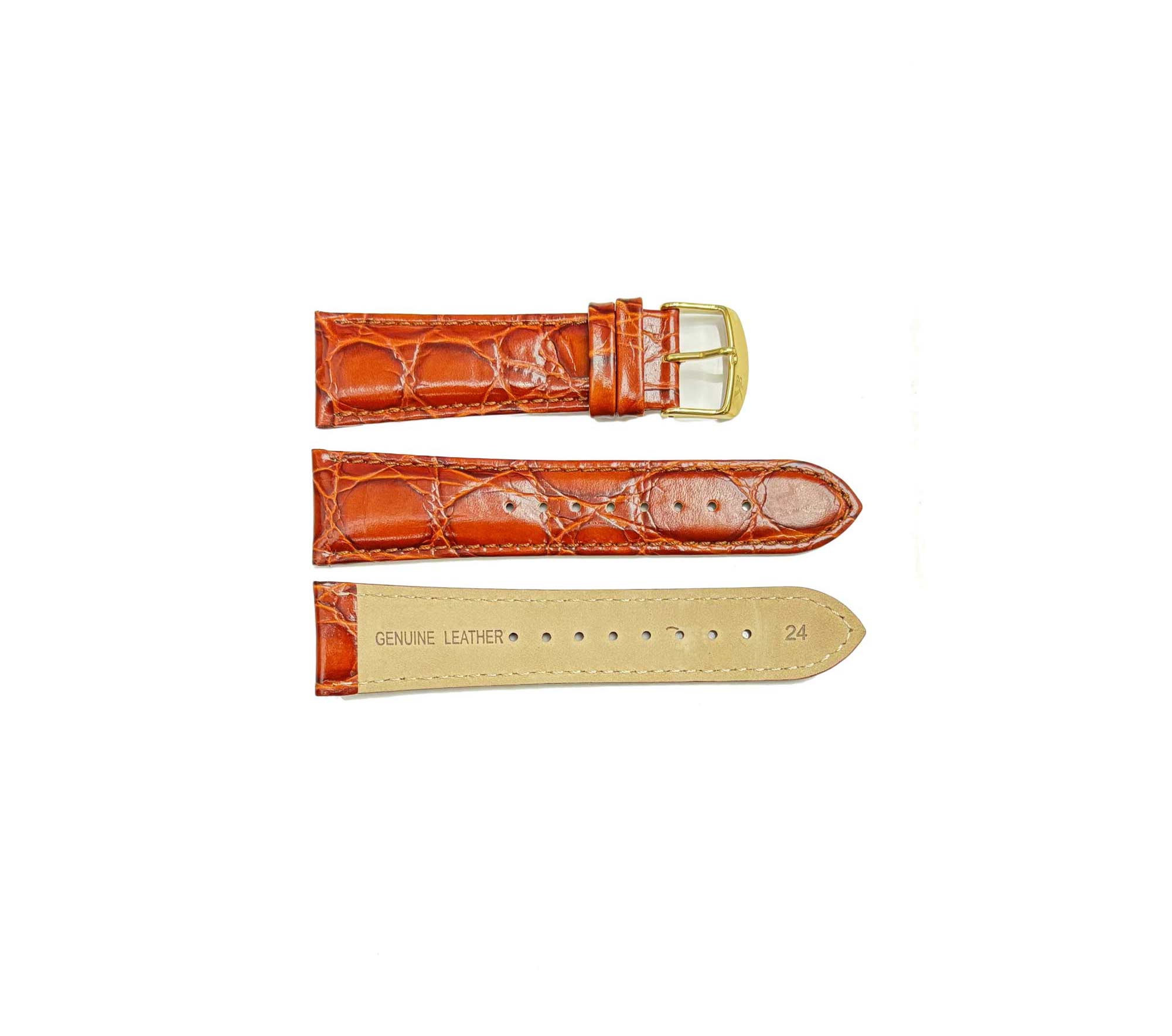 GENUINE LEATHER REPLACEMENT STRAP - (LIGHT BROWN) SHINY TEXTURE