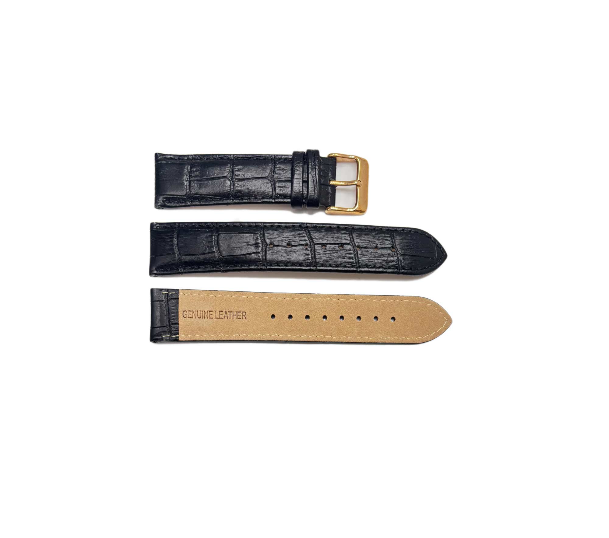 GENUINE LEATHER STRAP (22 mm) - ( BLACK -ROSR GOLD) SOFT LIGHTTEXTURE - AK0006-RGBK