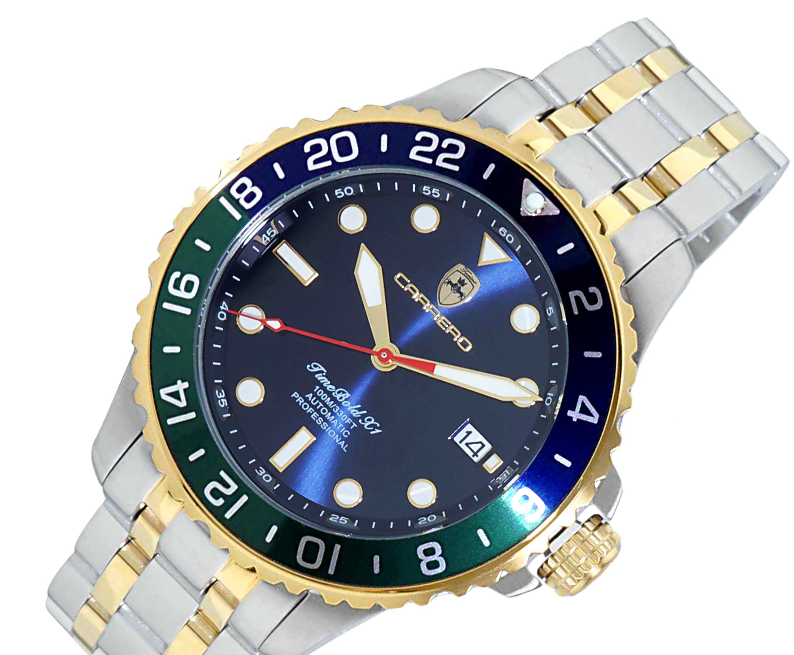 LeChateau, Men's TIME BOLD- X1 COLLECTION, NH35 AUTOMATIC MOVEMENT, 10 ATM, 2-TONE - BLUE/BLUE-GREEN, MSRP: $2,340.00
