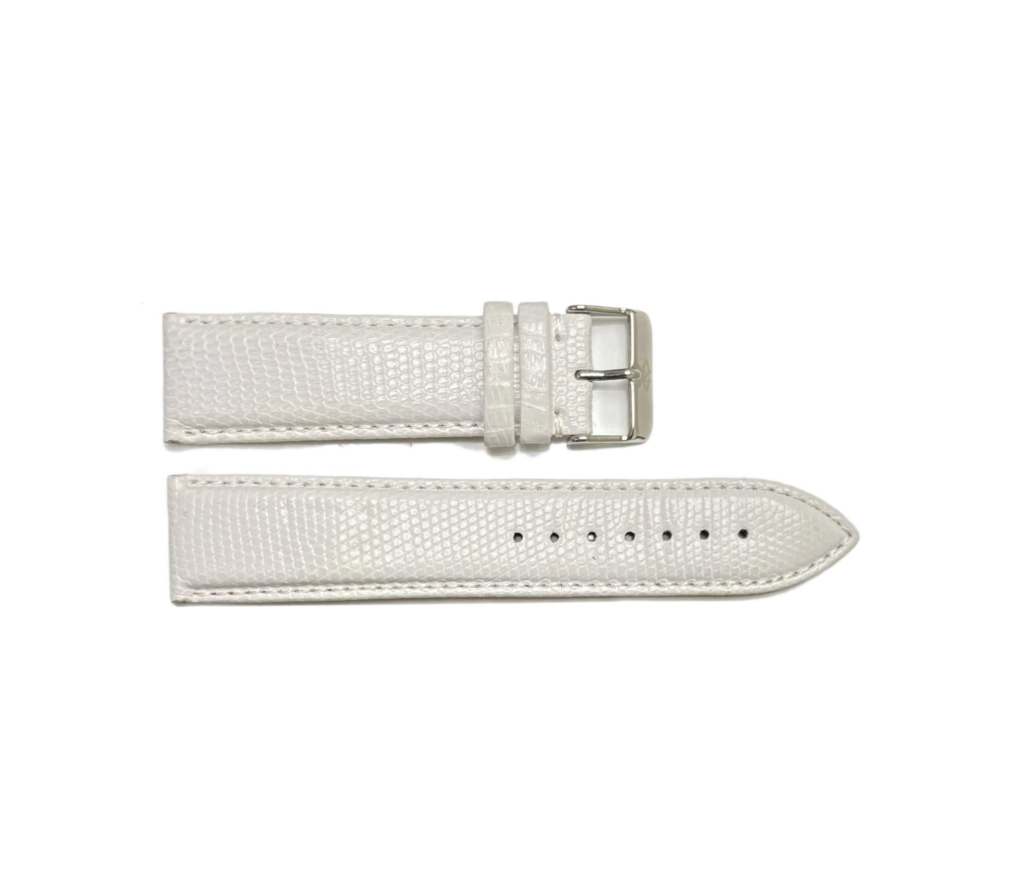 HIGH QUALITY GENUINE LEATHER STRAP (24 mm) -  ALL WHITE SOFT TEXTURE - ON0001-LIZ_WT