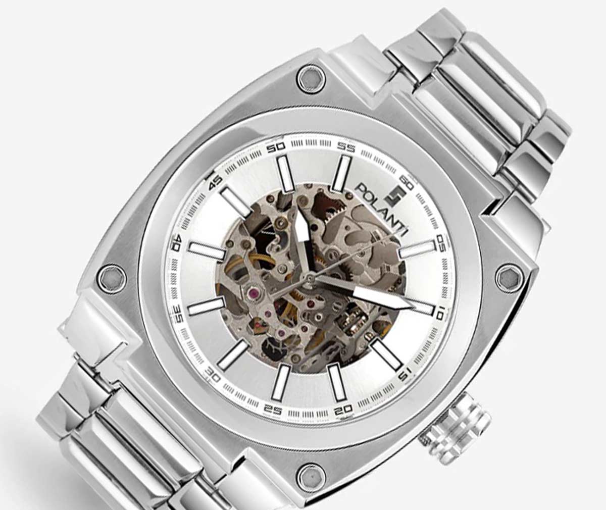 Lechateau Torque II Automatic Movement, Silver Skeletion dial with Exhibition back, SS1085C-SS - MSRP: $1,995.00