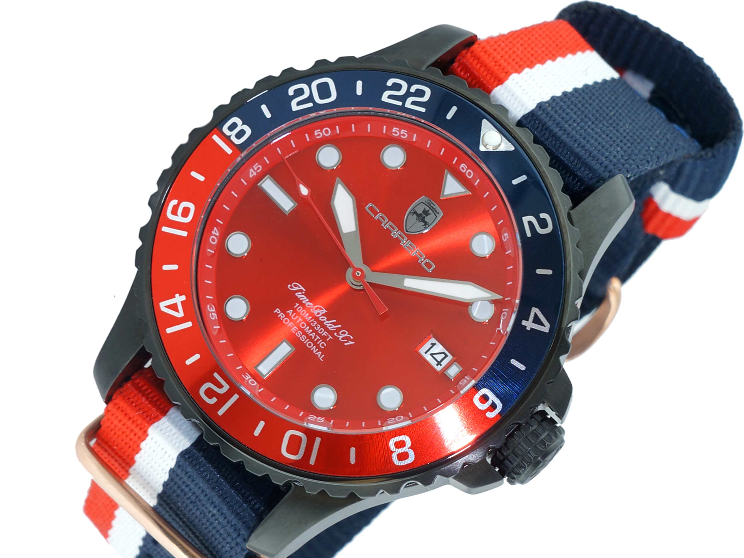 LeChateau, Men's TIME BOLD- X1, NH35 AUTOMATIC MOVEMENT,  IP-BLACK  BLUE/RED, C1B737BU-MR_NY - MSRP:  $2,340.00