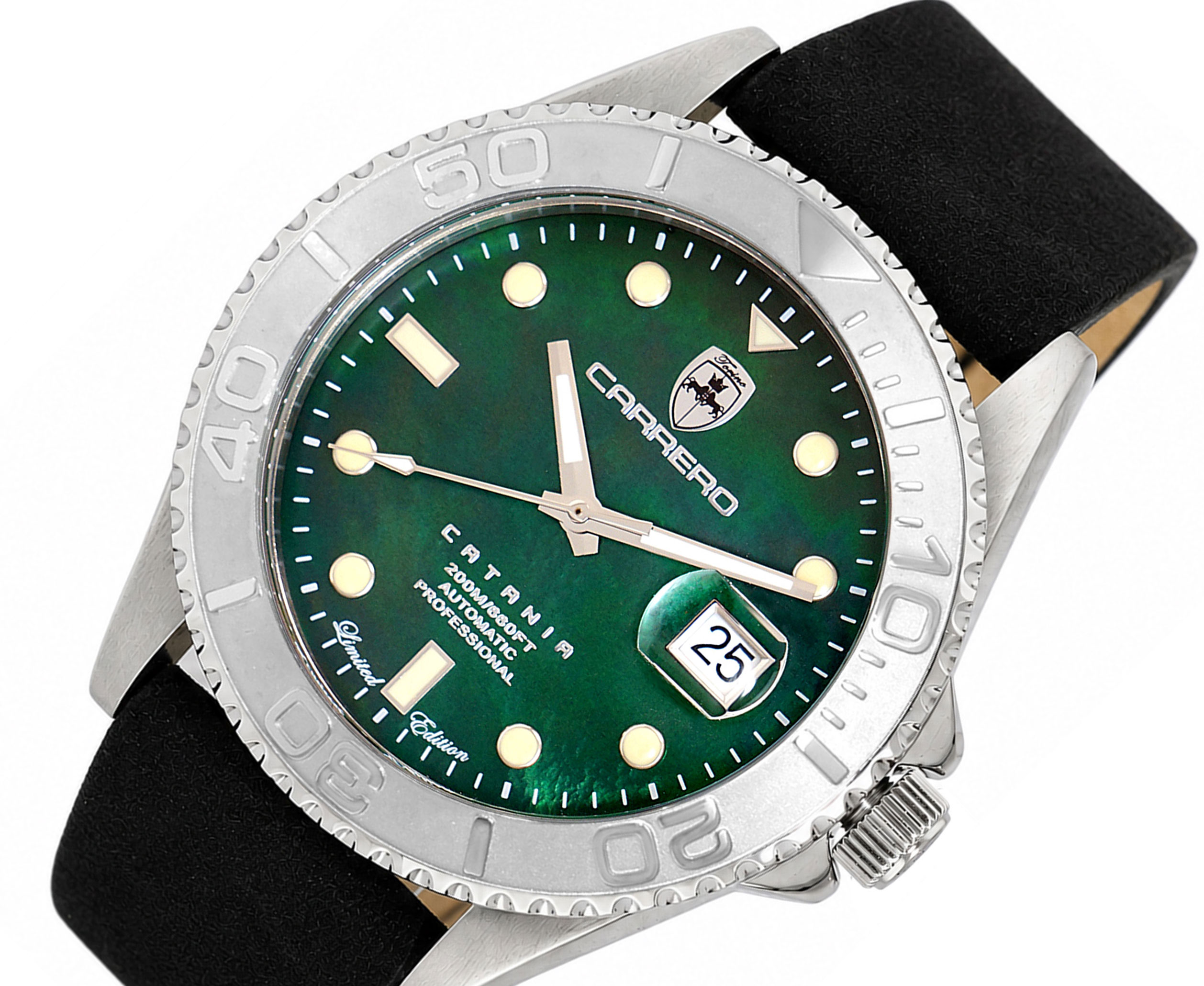 Lechateau Watches Men's Automatic - Magnifying Date, MOP Dial with Exhibition Back, C1S266GN_LBKRetail at (MSRP: $ 2,124.00)
