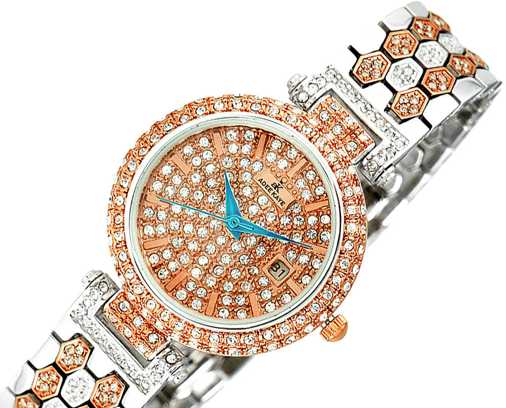 ADEE KAYE, 3-HANDS DATE DIAL, AUSTRIAN STONE , AK2526-L2R RETAIL AT (MSRP: $345.00)