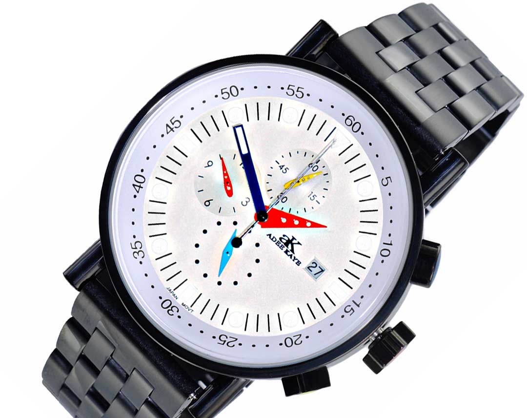 ADEE KAYE CHRONOGRAPH MOV'T, STAINLESS STEEL CASE AND BAND, MULTI- COLOR HANDS , AK2268-60IPB-SV RETAIL AT (MSRP:$675.00)