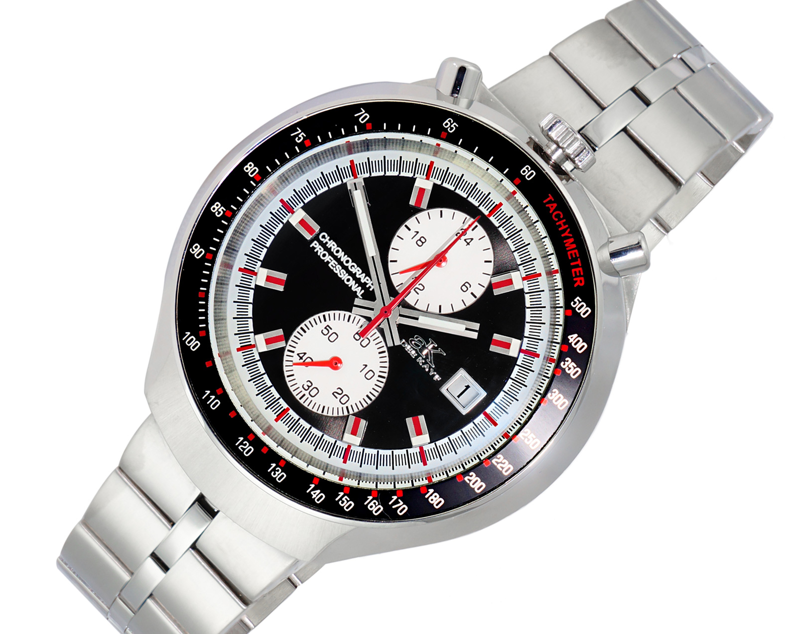 ADEE KAYE CHRONOGRAPH WITH 24-HOUR DISPLAY, TACHYMETER, AK5662-MBK - (MSRP: $725.00)