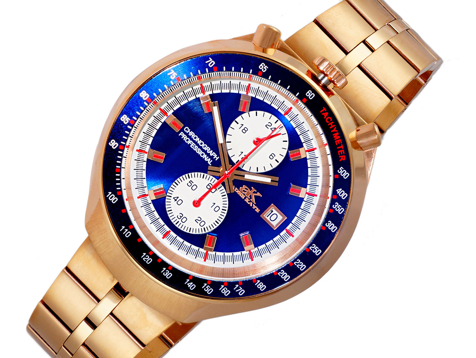 ADEE KAYE CHRONOGRAPH WITH 24-HOUR DISPLAY, TACHYMETER, AK5662-MRGBU - (MSRP:$725.00)