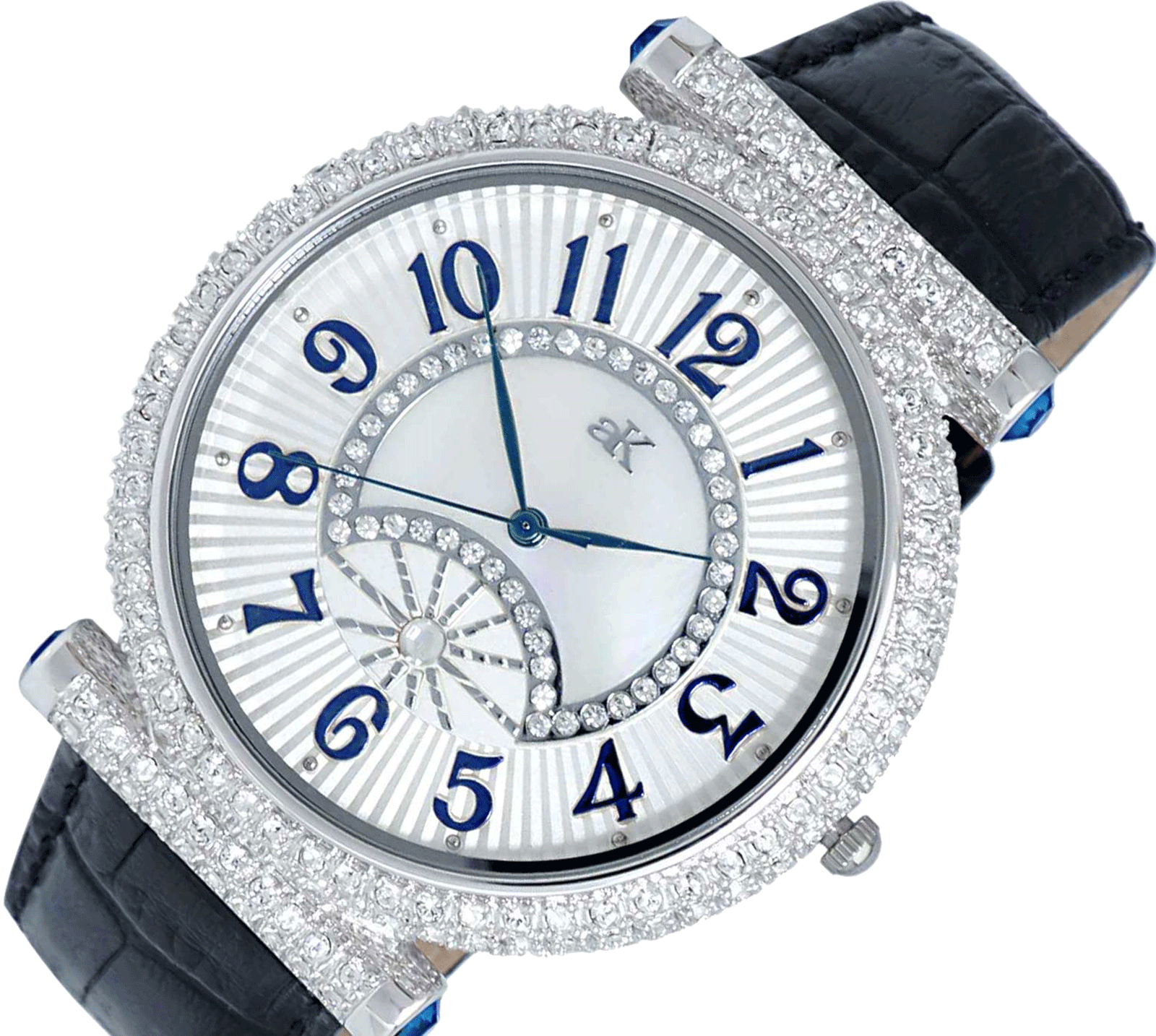 ADEE KAYE, "FLORENCE" SILVERTONE, 239 pcs TOTAL STONE, WHITE MOP DIAL, MAK8685 , $MSRP: $525.00