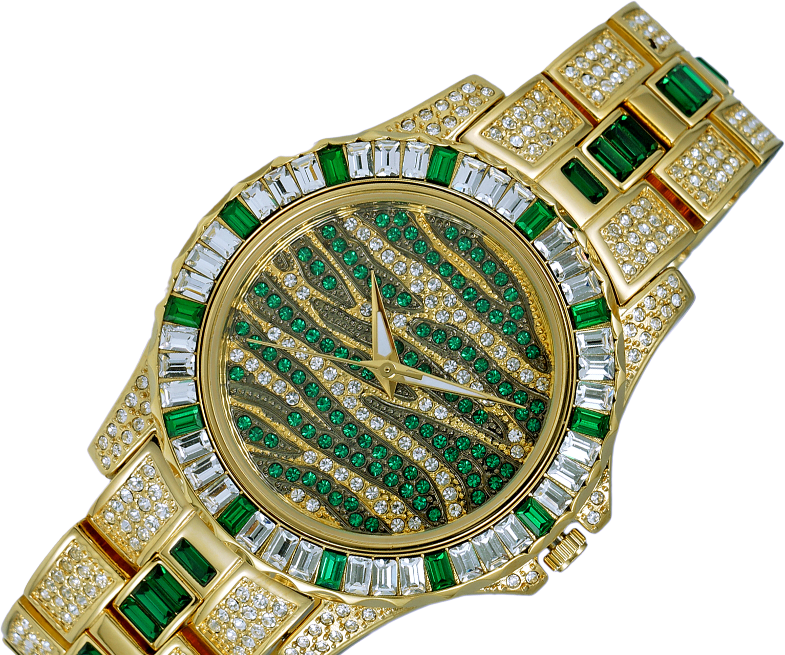 ADEE KAYE, GOLD TONE, MULTI-COLORED STONE (GREEN- WHITE) QUARTZ MOV'T, AK1177-G - RETAIL AT (MSRP: $545.00)