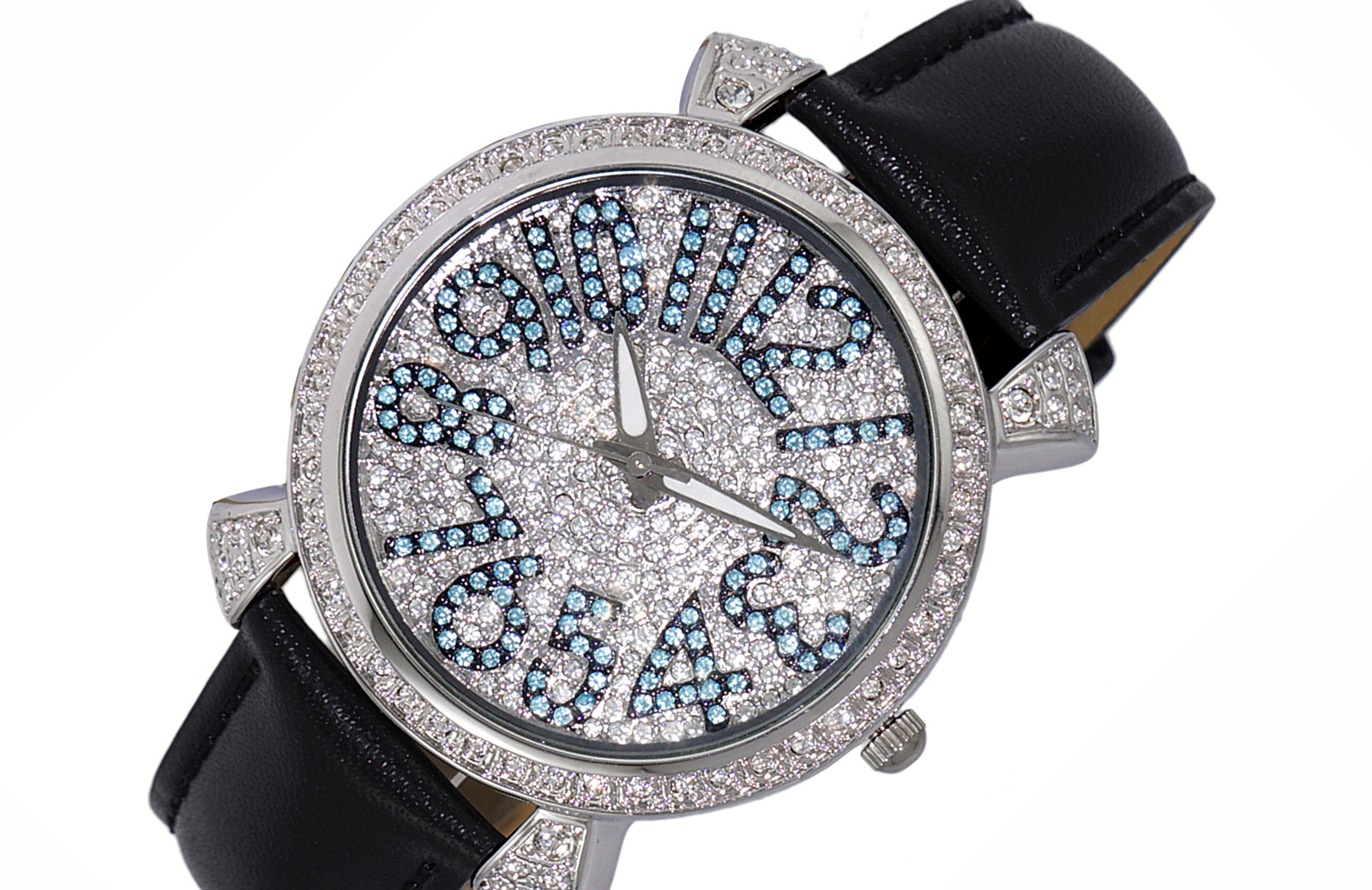 ADEE KAYE LADIES BLUE AND WHITE AUSTRIAN STONE 3-HAND DIAL, AK2001-LBU, RETAIL AT (MSRP: $345.00)