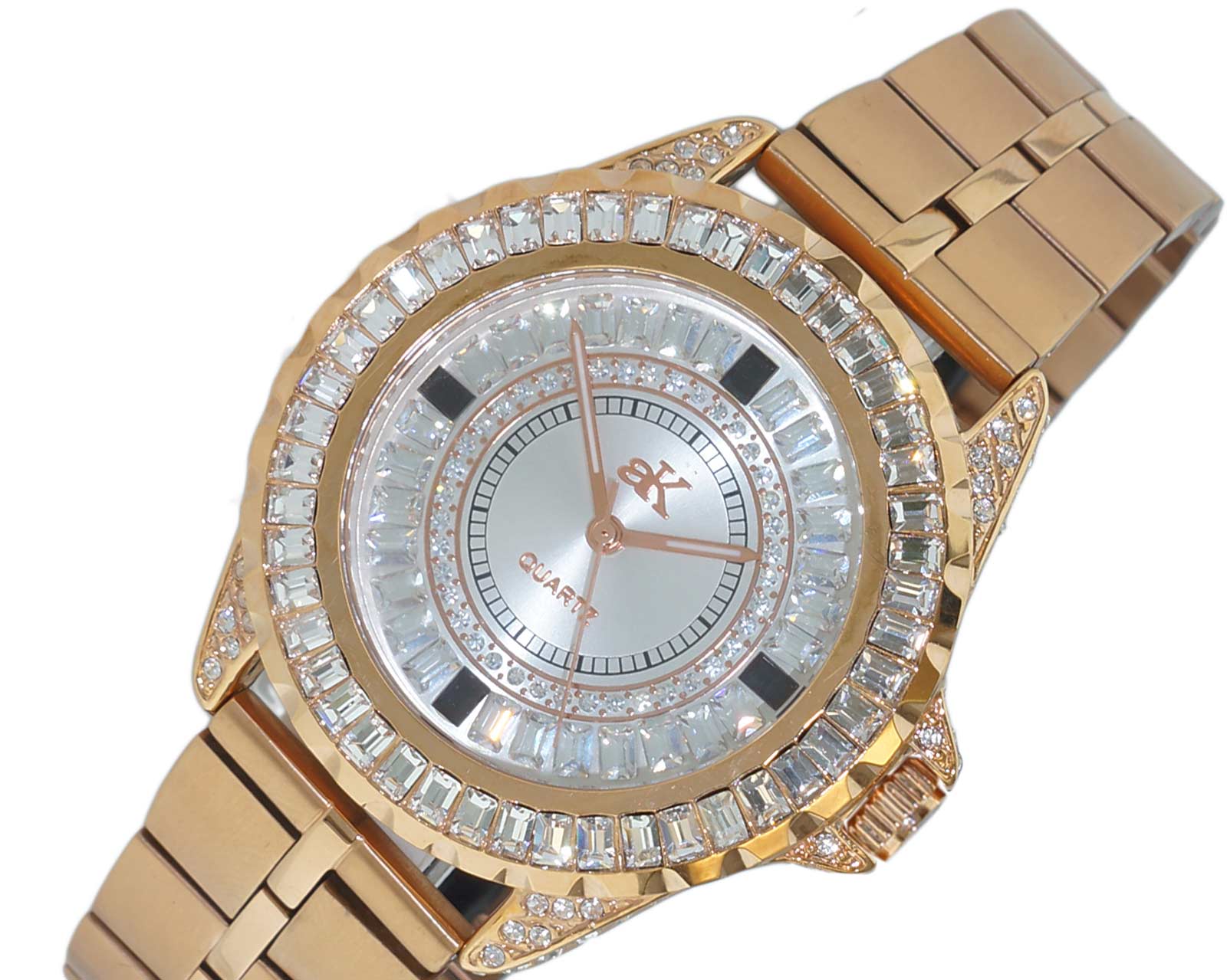 ADEE KAYE, MID-SIZE WATCH ROSETONE,  184 PCS SETTING STONE, AK2727-R_MB - (MSRP: $345.00)
