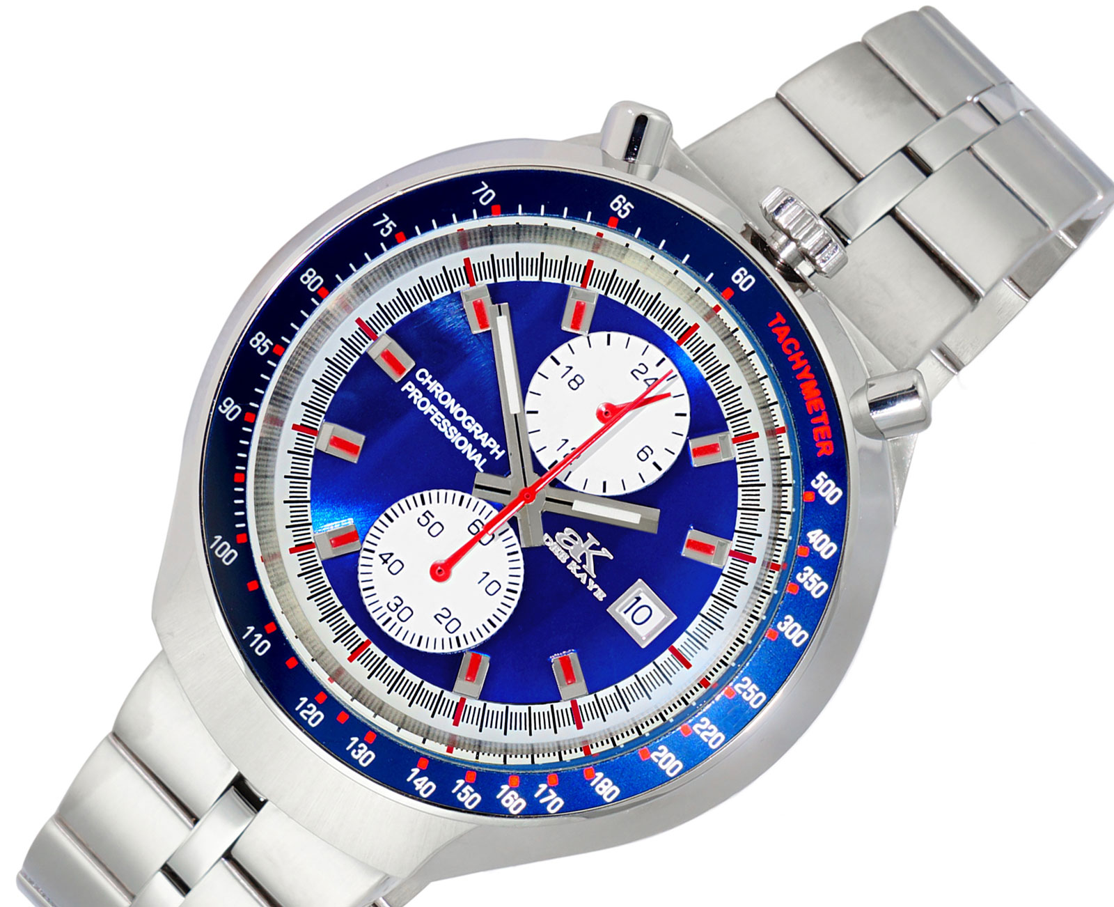 ADEE KAYE WATCHES - CHRONOGRAPH WITH 24-HOUR DISPLAY, TACHYMETER, AK5662-MBU - RETAIL AT $725.00