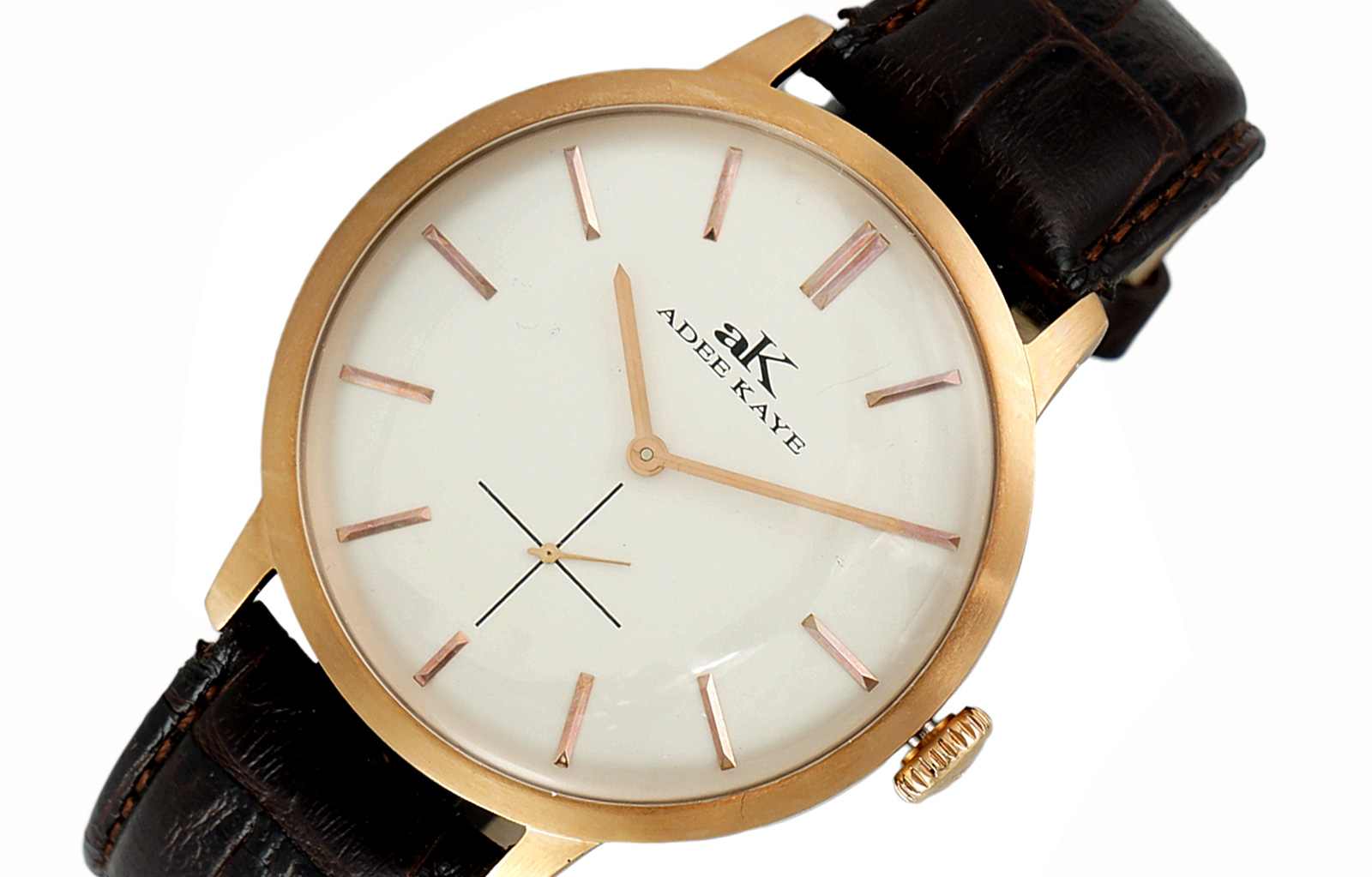 ADEE KAYE WATCHES, DOME MINERAL CRYSTAL, MIYOTA QUARTZ MOV'T. AK2225-RGSV/LBN, RETAIL AT (MSRP: $295.00)