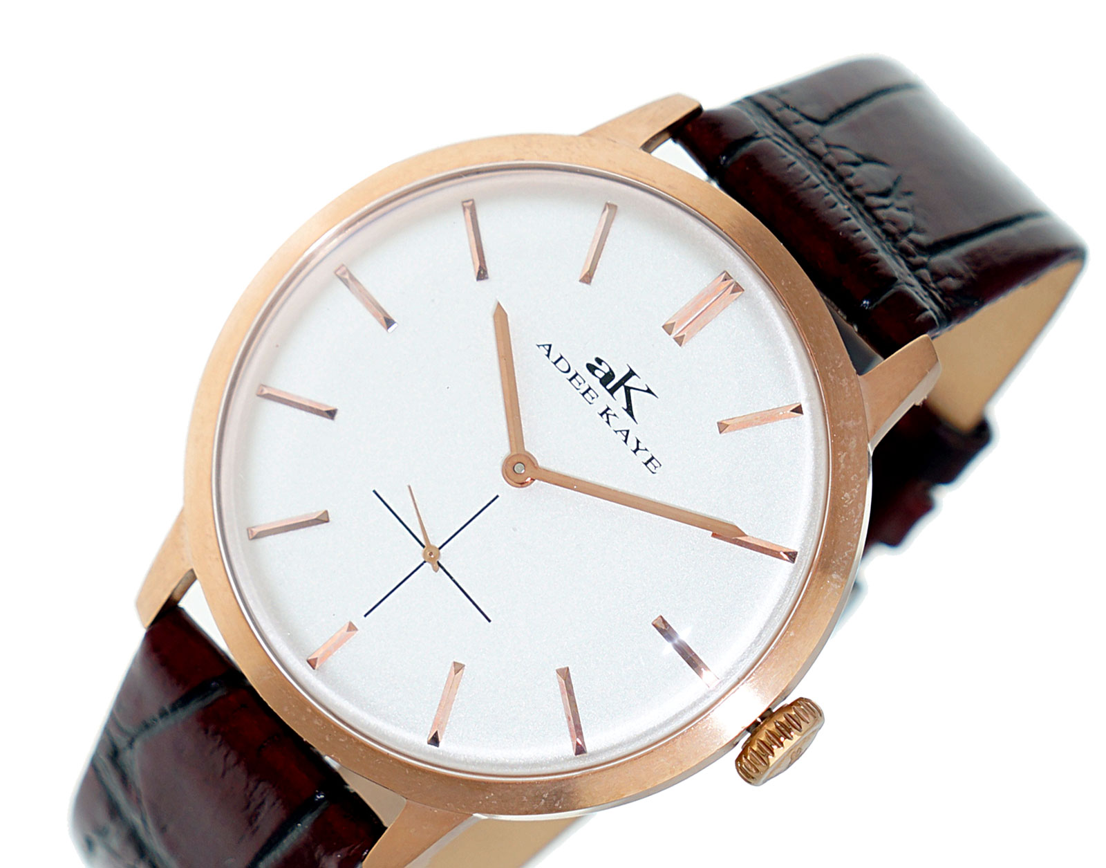 ADEE KAYE WATCHES, DOME MINERAL CRYSTAL, MIYOTA QUARTZ MOV'T. AK2225-RGSV_LBUR, RETAIL AT (MSRP: $295.00)