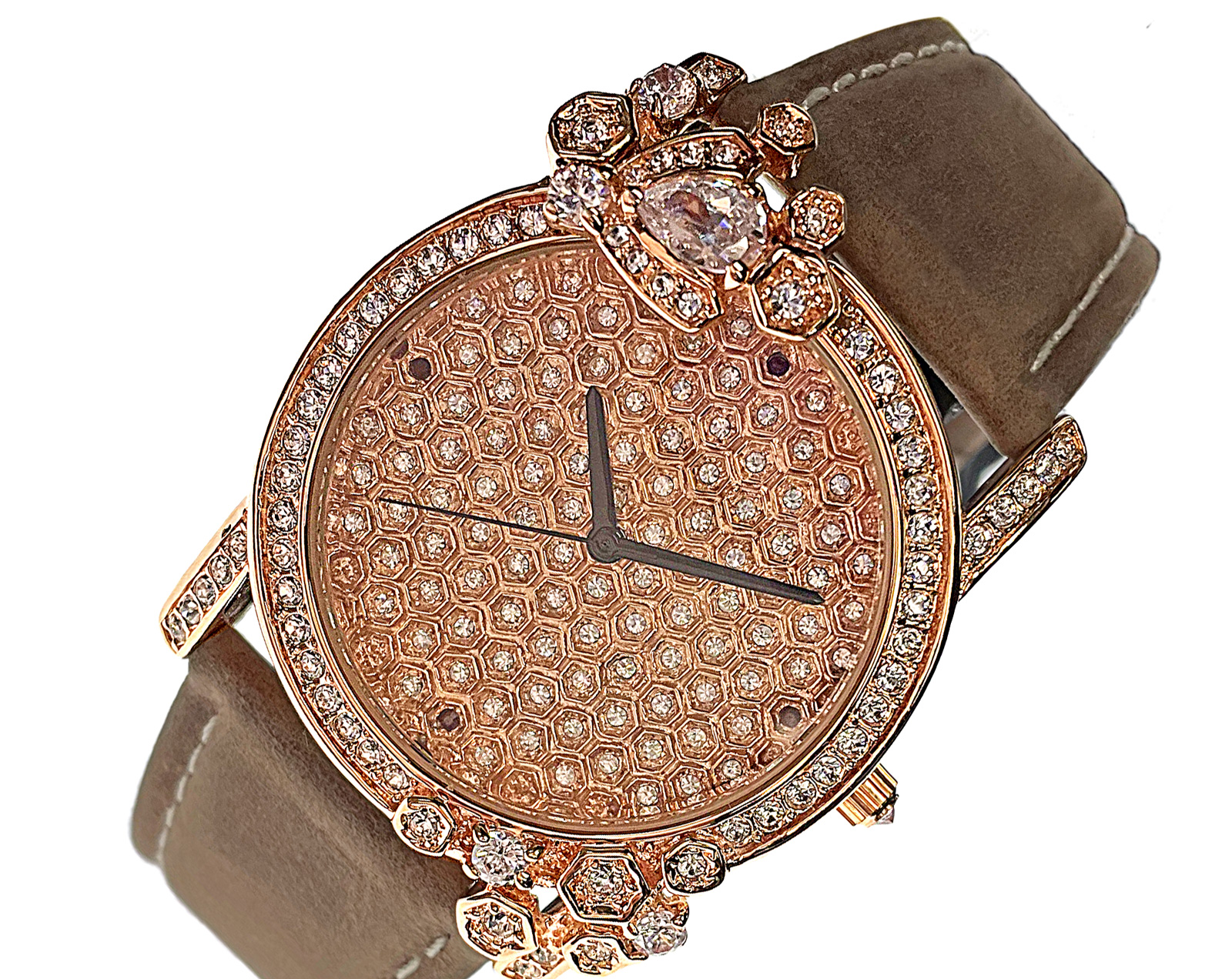 ADEE KAYE WATCHES, LAIED ROSE TONE, AUSTRIAN CRYSTAL, AK2000-LRGBN, RETAIL AT (MSRP: 248.00)