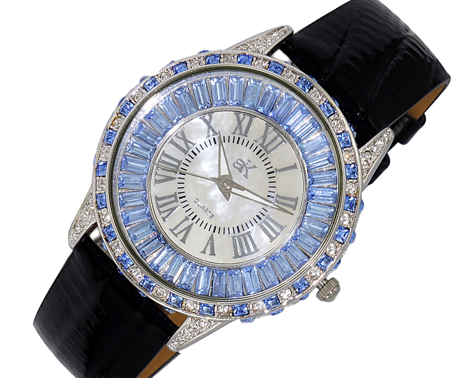 ADEE KAYE WATCHES, MULTI-COLOR STONES, MOTHER OF PEARL 3-HANDS DIAL, AK2524-LBU - RETAIL AT (MSRP: 345.00)
