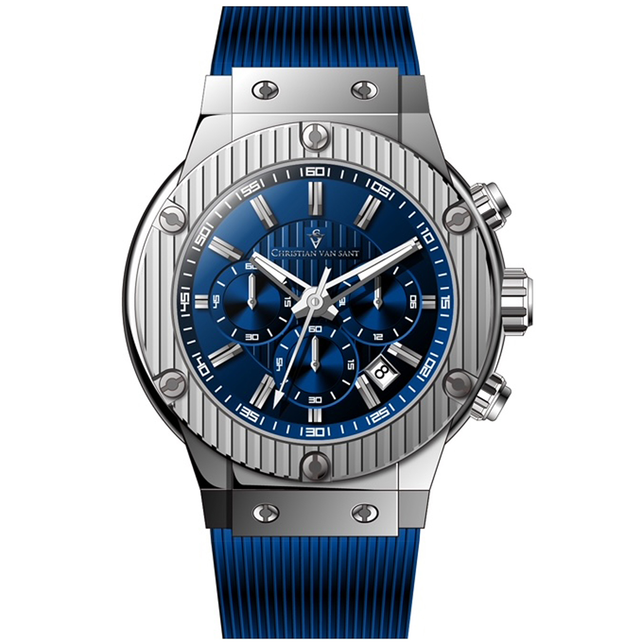 Christian Van Sant Men's Monarchy, Quartz Chronograph Mov't, Blue - Date Dial- CV8142 (MSRP: $795.00)
