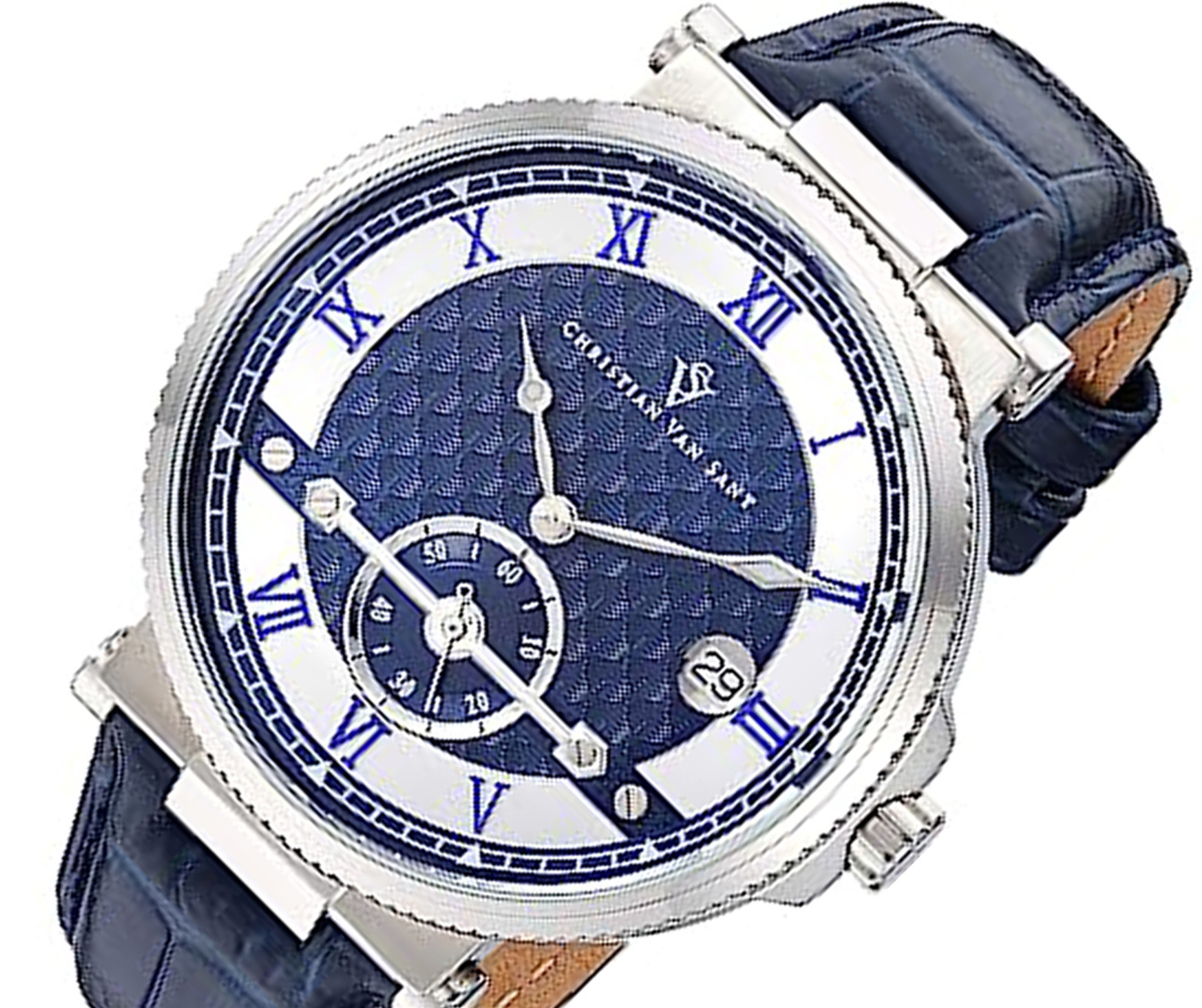 Christian Van Sant Watches Men's Clepsydra Stainless Steel Leather Strap, Blue,  CV1700 - Retail at (MSRP: $995.00