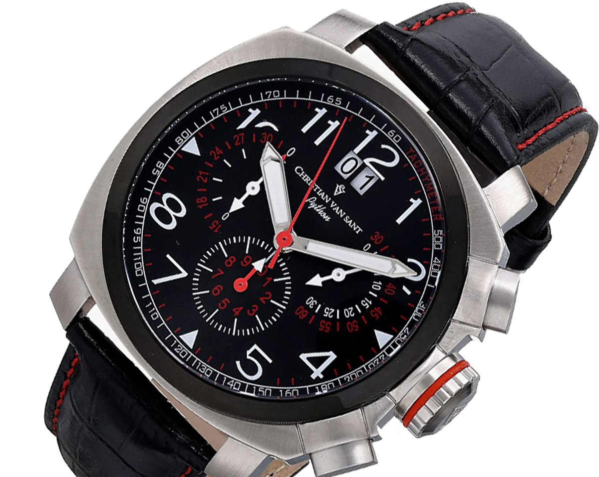 Christian Van Sant Watches Men's  Grand Python Swiss Quartz  Analog Display  Black Watch, - Retail at (MSRP: $1,090)