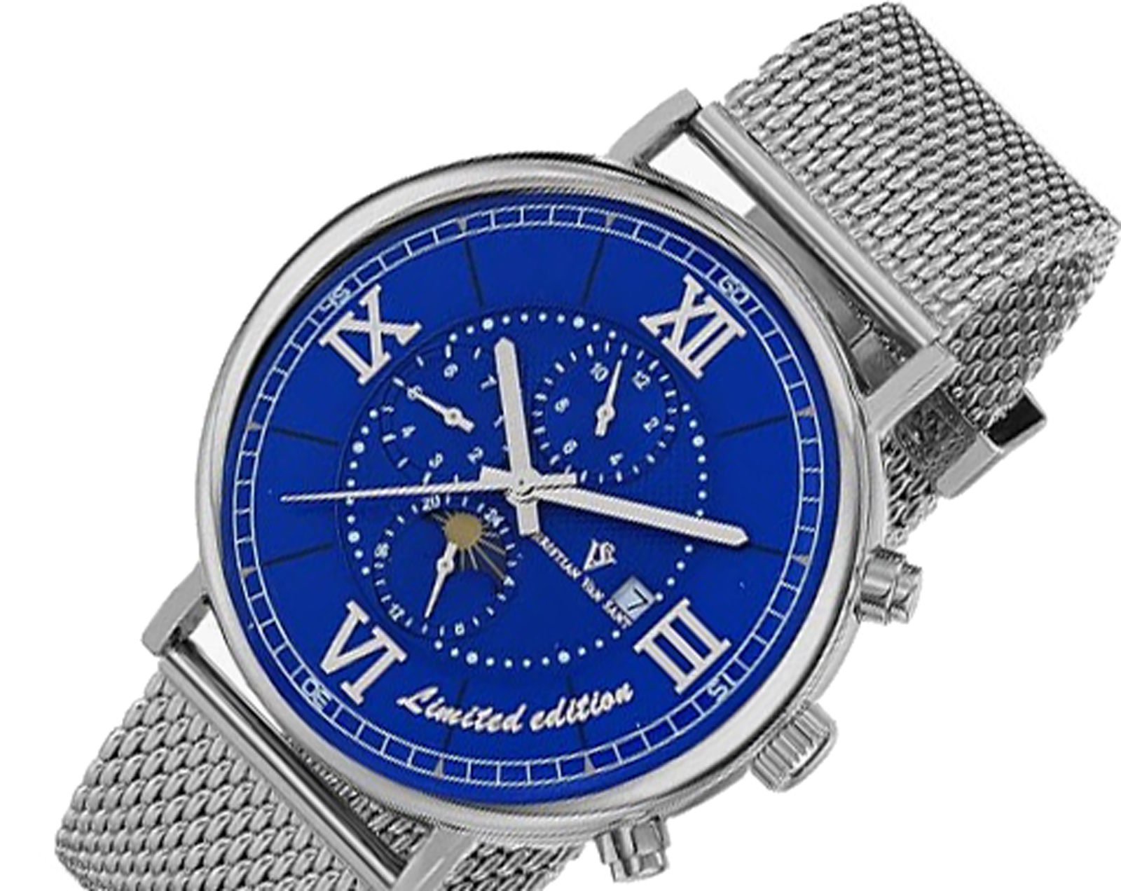 Christian Van Sant Watches, Men's Limited Edition, Automatic Sun/Moon Phase, Blue Dial CV1152, Retail at (MSRP: $995.00)