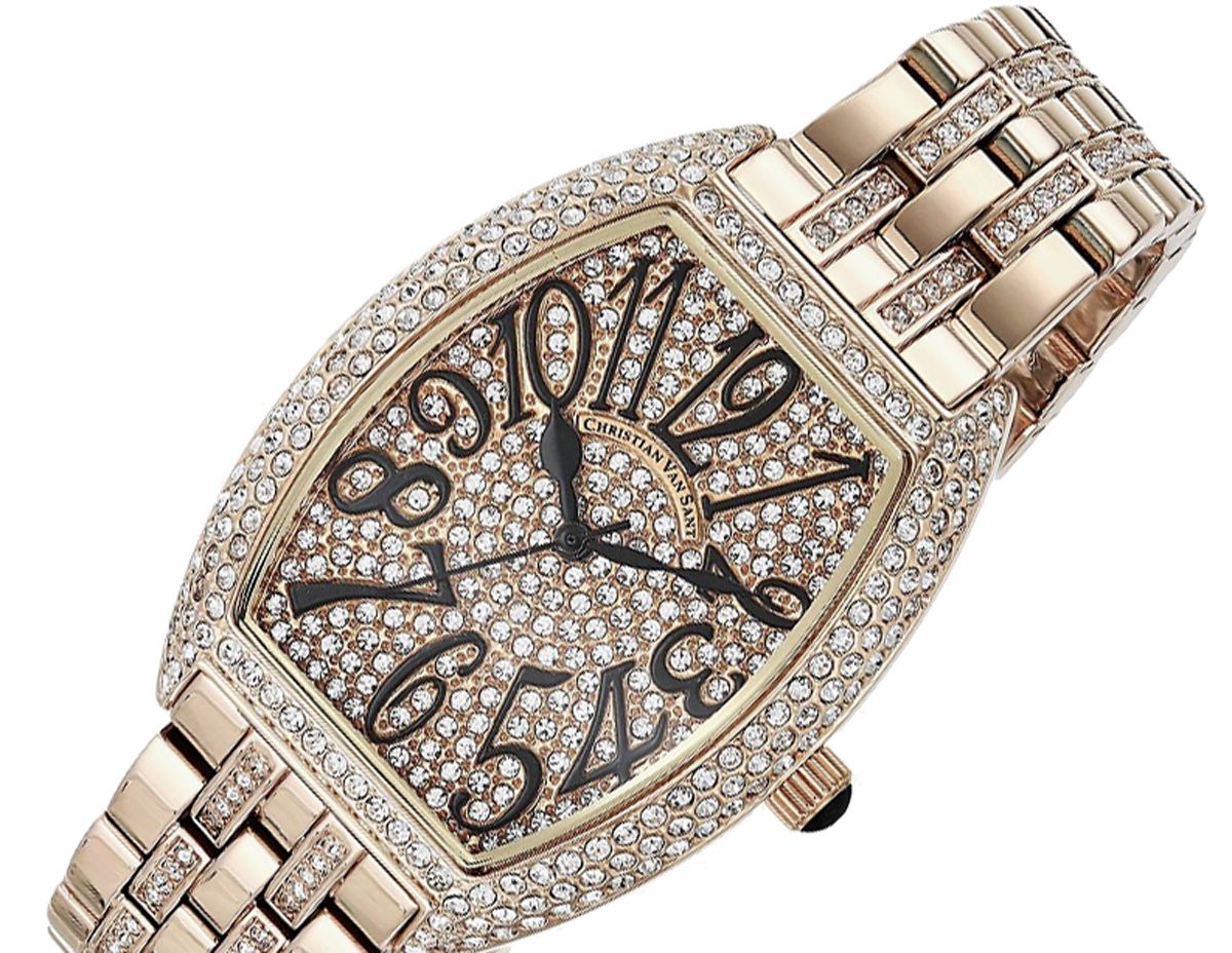 Christian Van Sant Watches Women's Elegant Sparkle, 3-Hands Dial, Rose tone, CV0262, Retail at (MSRP: $895.00)