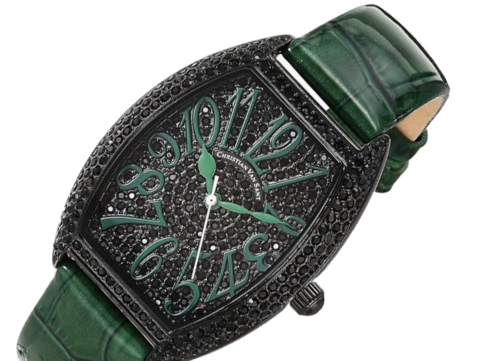 Christian Van Sant Watches, Women's  IP-Black tone, w/ setting Stone,  Black/Green dial, CV4825 Retail at (MSRP: $750.00)