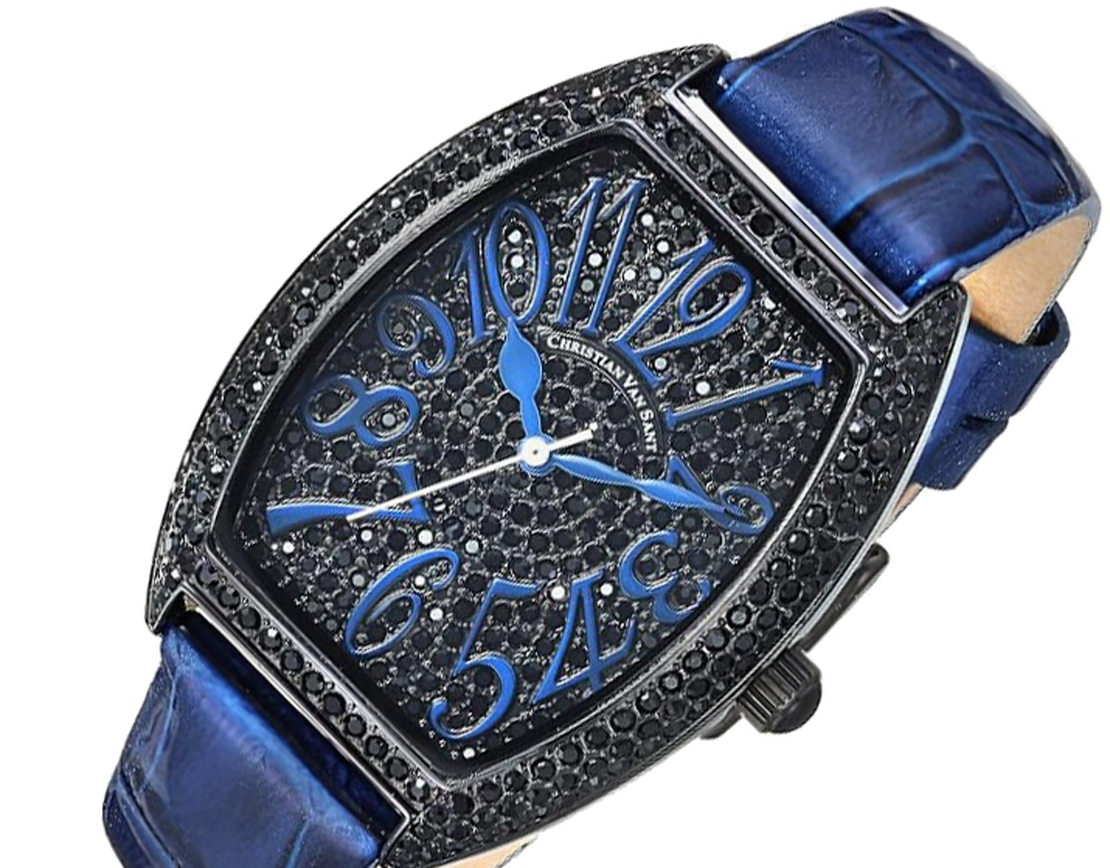 Christian Van Sant Watches Women's  IP-Black tone, w/ setting Stone, Blue/Black dial CV4824 , Retail at (MSRP: $750.00)