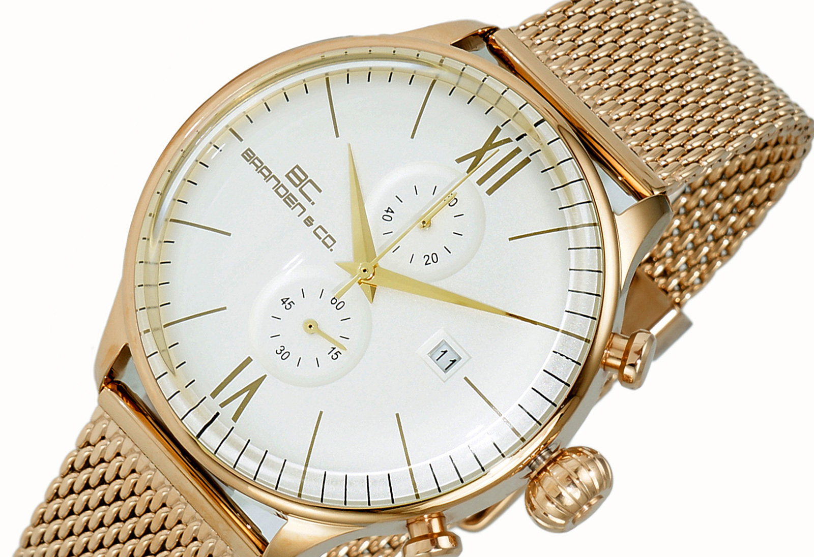 CHRONOGRAPH MOV T DAY DATE COUNTER BC6571 RGGWT MESH RETAIL AT MSRP 