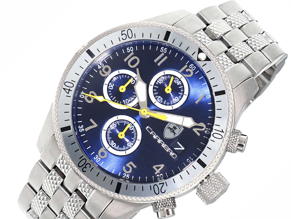 LeChateau - Chronograph Epson VR33 Muscle Mov't, Stainless Steel Case and Band , CS17733WT_BU, Retail at (MSRP:$1,475.00)