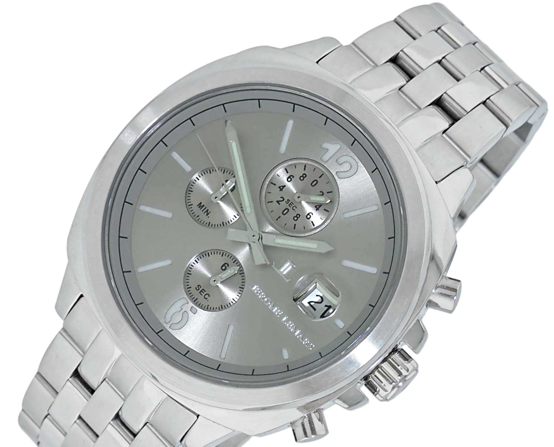 Lechateau,  Chronograph Mov't, Silver 24-HR -Date Dial, Stainless Steel case and Band, (MSRP: $495.00)