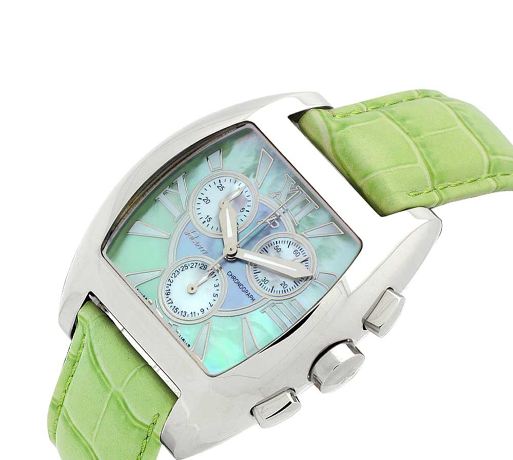 LeChateau, Ladies ISA- Swiss Chronograph movement, Mother of Pearl Dial, Light Green Color, MSRP: $695.00